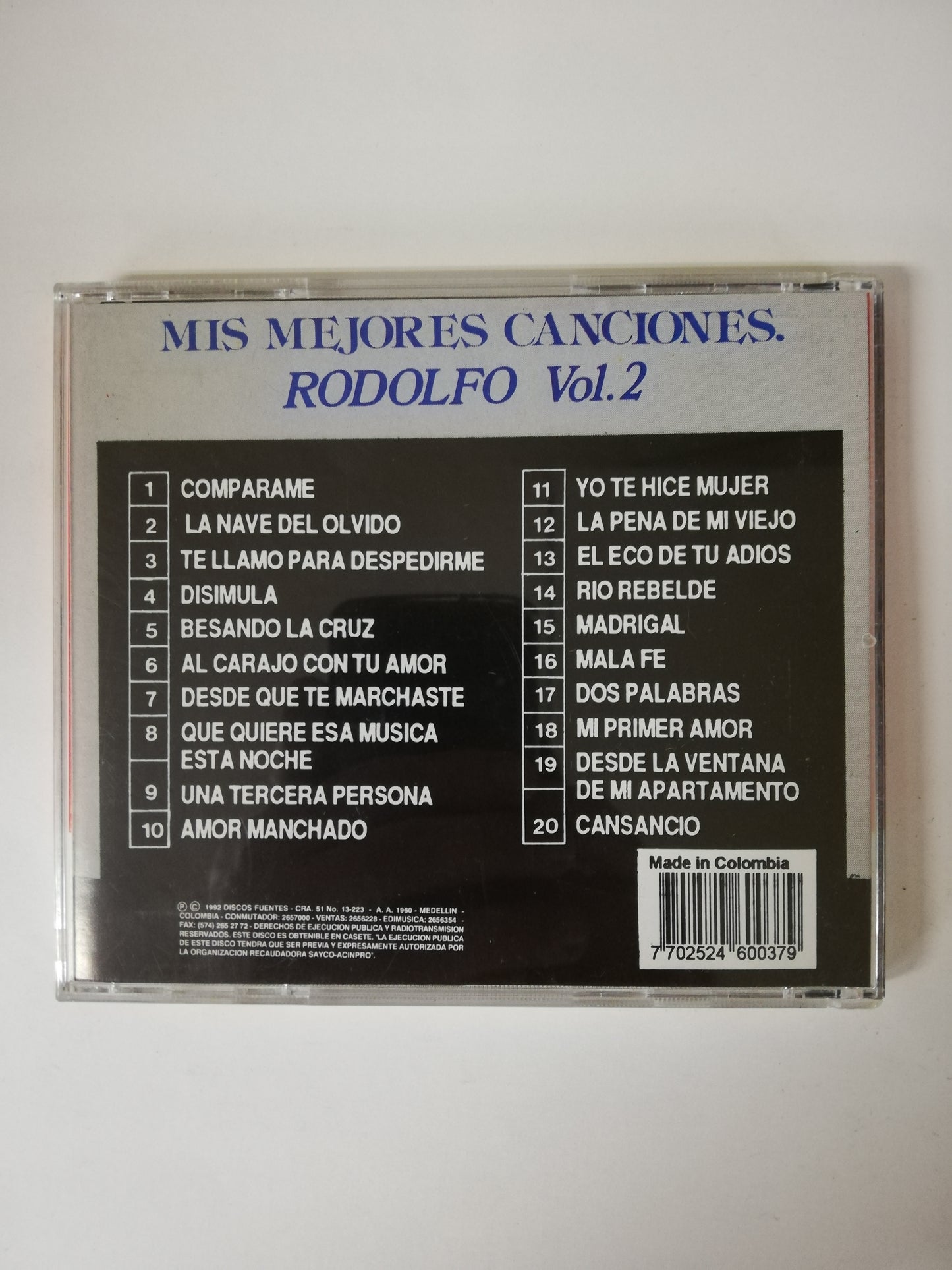 CD RODOLFO AICARDI -MIS MEJORES CANCIONES VOL. 2 - 20 EXITOS