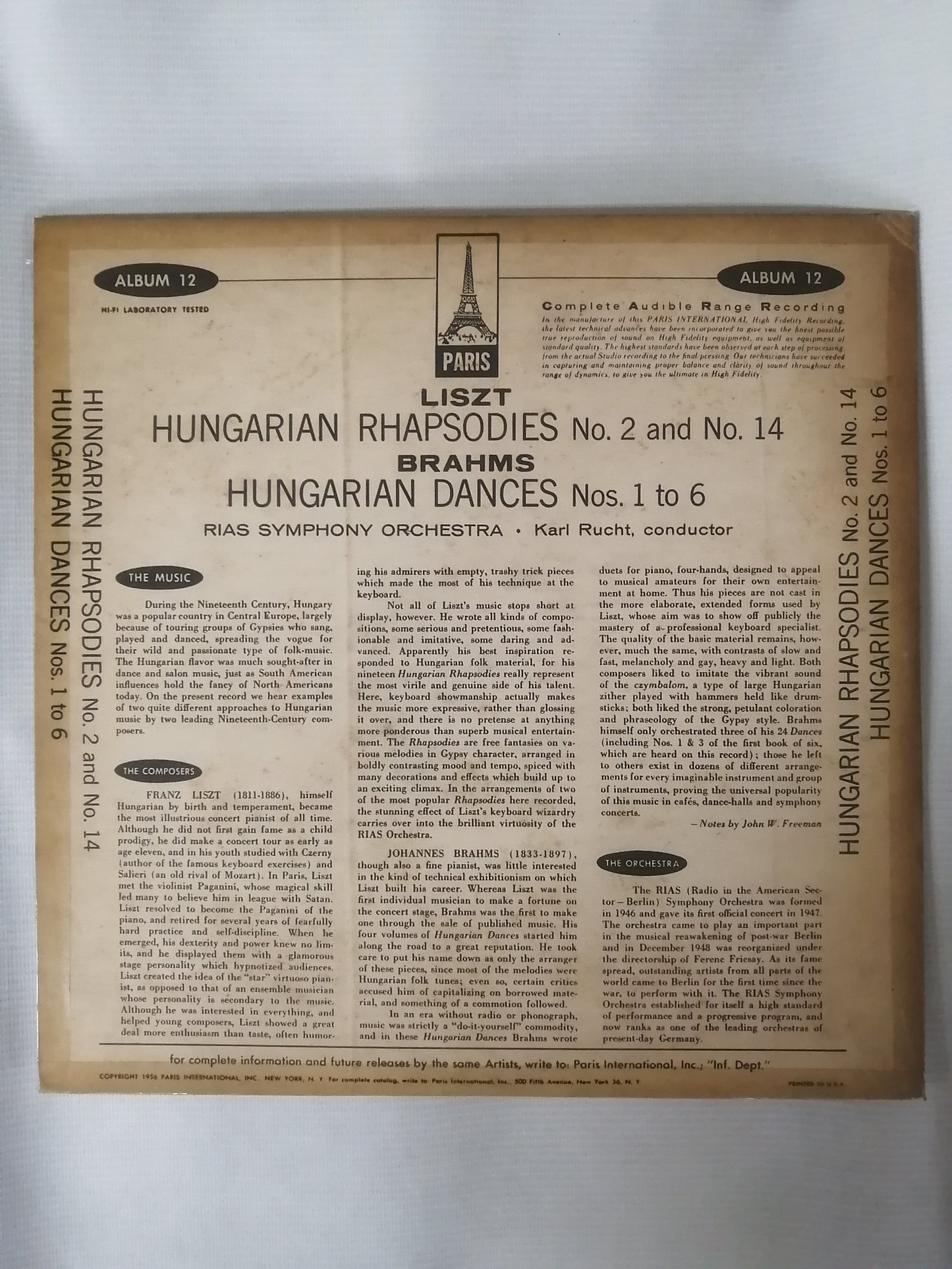 LP LISZT - HUNGARIAN RHAPSODIES - BRAHMS - HUNGARIAN DANCES - KARL RUCHT