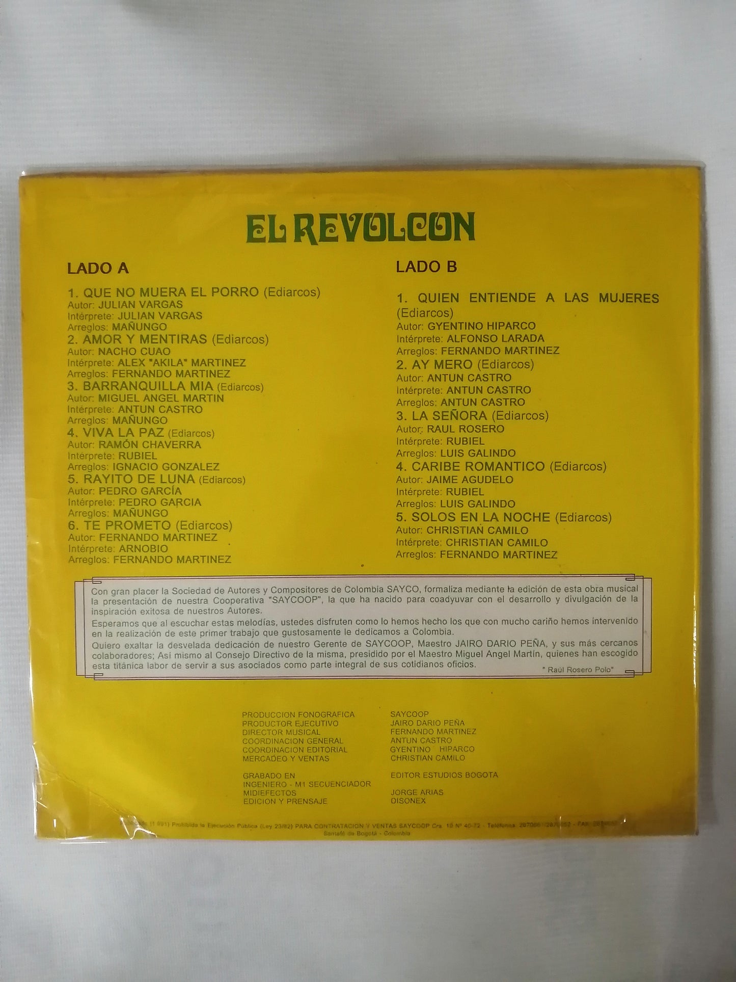 LP EL REVOLCON - EL REVOLCON No. 1 COLOMBIA