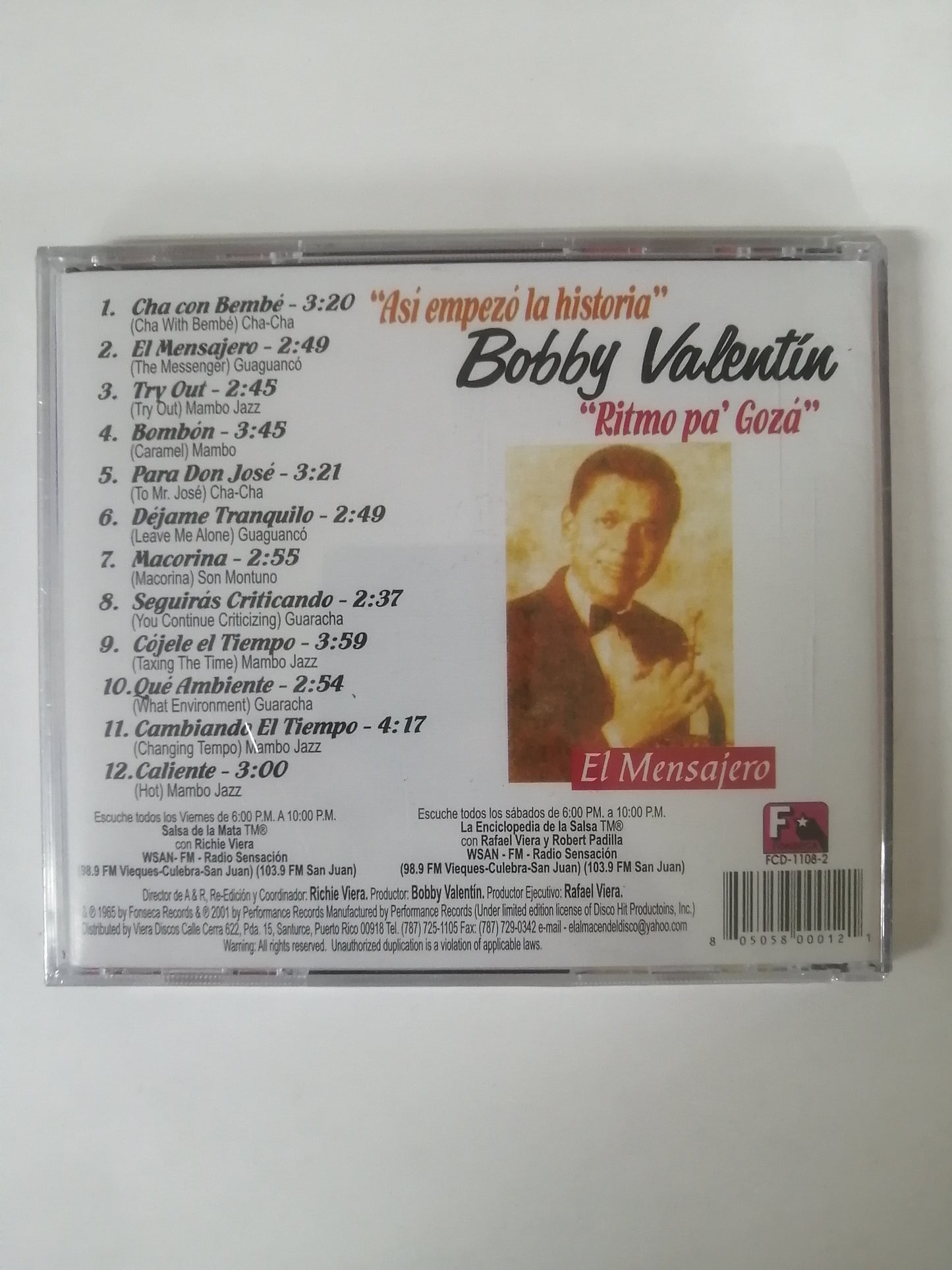 CD BOBBY VALENTIN Y SU ORQUESTA - RITMO PA´GOZÁ "EL MENSAJERO"