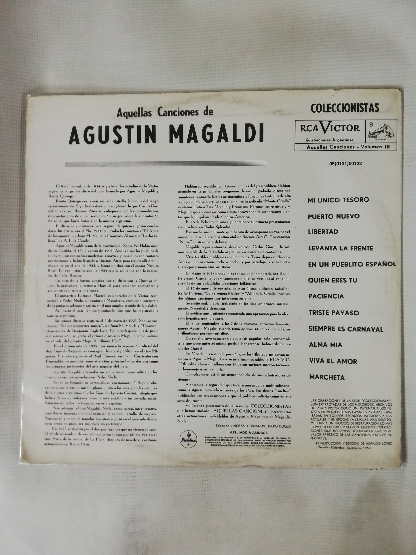 LP AGUSTIN MAGALDI - AQUELLAS CANCIONES VOL. III