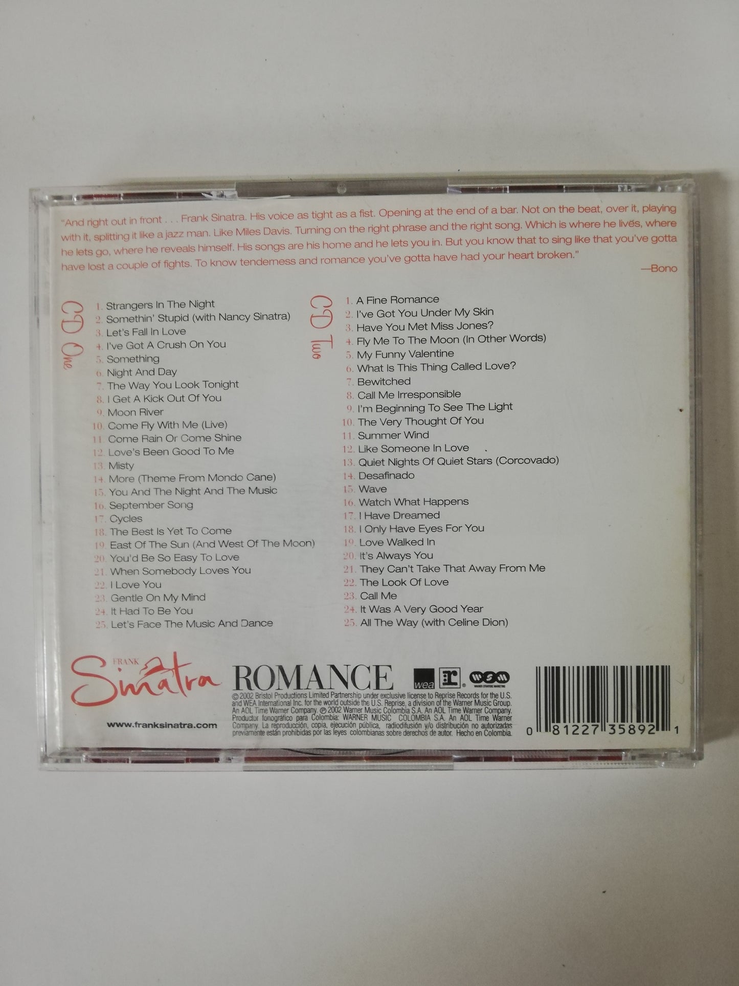 CD FRANK SINATRA - ROMANCE - CD X 2