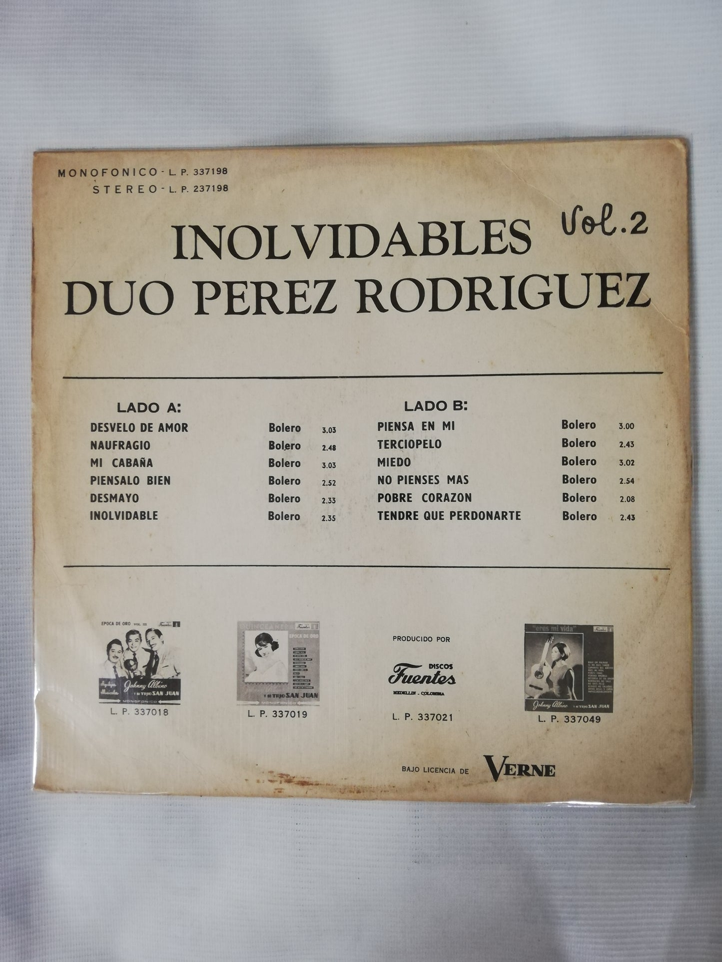 LP DUO PEREZ / RODRIGUEZ - INOLVIDABLES DEL DUO PEREZ / RODRIGUEZ VOL. 2