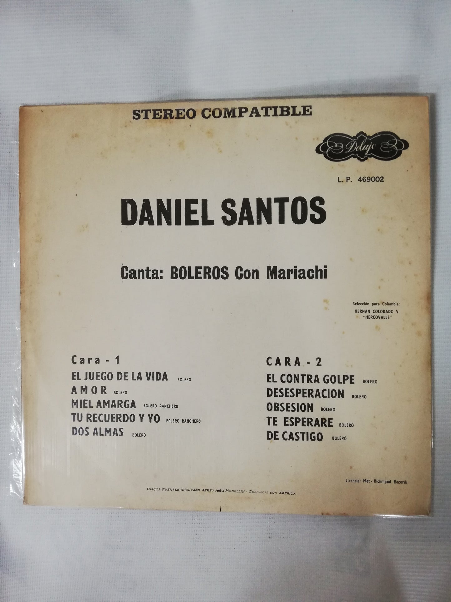 LP DANIEL SANTOS - CANTA BOLEROS CON MARIACHI