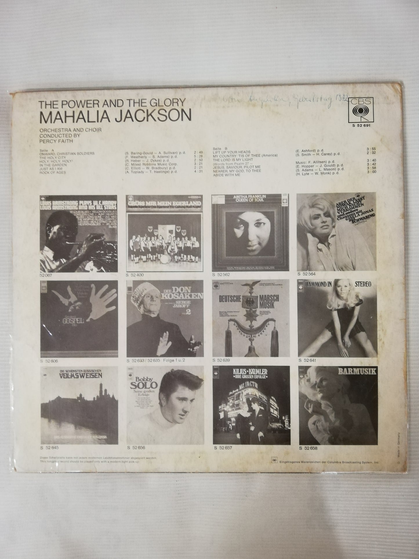 LP MAHALIA JACKSON ORCHESTRA AND CHORUS CONDUCTED BY PERCY FAITH - THE POWER AND THE GLORY