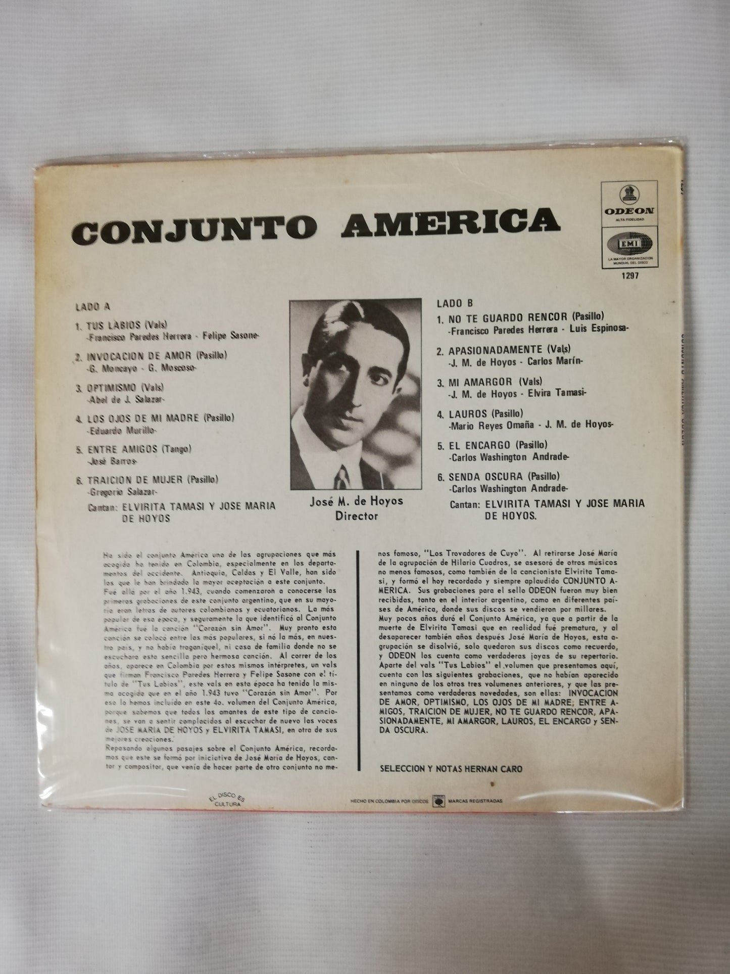 LP CONJUNTO AMERICA - CANTA: ELVIRITA TAMASI Y JOSÉ MARIA DE HOYOS