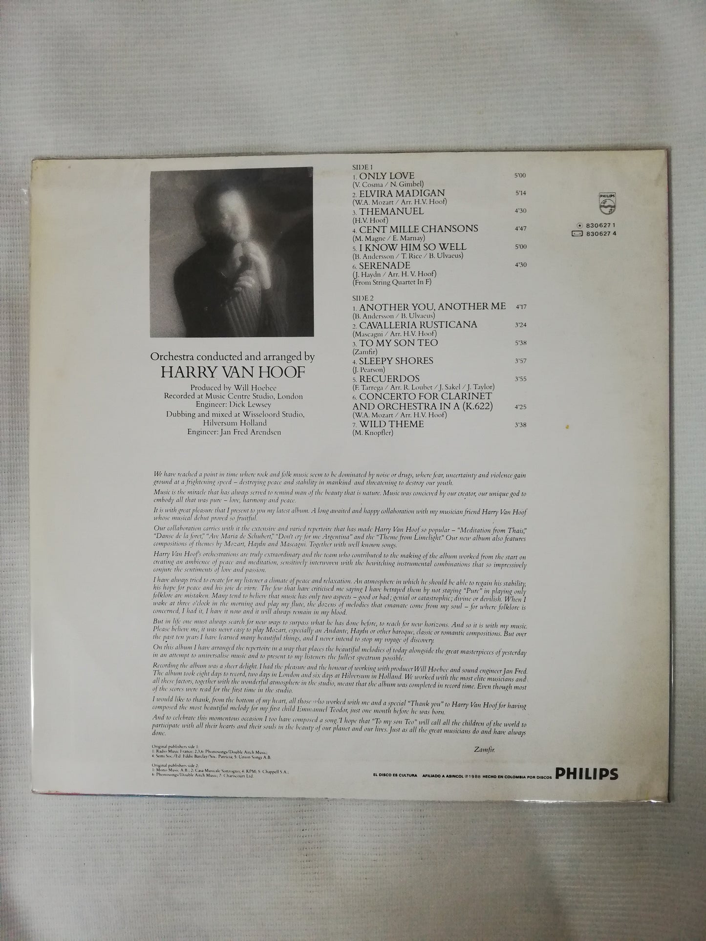 LP ZAMFIR - HARMONY - ORCHESTRA CONDUCTED AND ARRANGED BY HARRY VAN HOOF