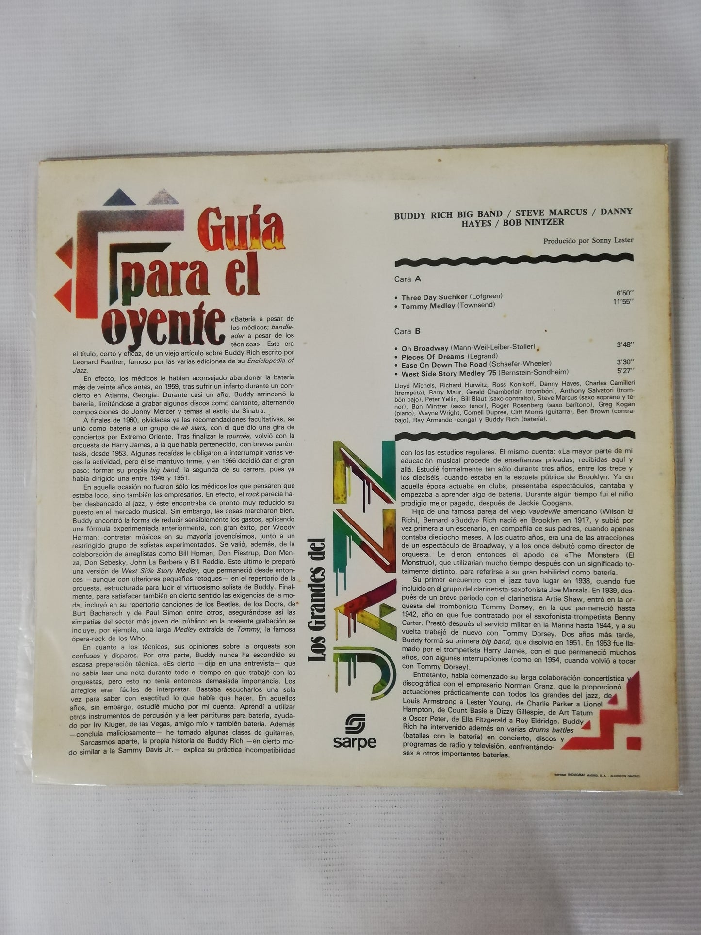 LP BUDDY RICH BIG BAND / STEVE MARCUS / DANNY HAYES / BOB MINTZER - LOS GRANDES DEL JAZZ VOL. 11