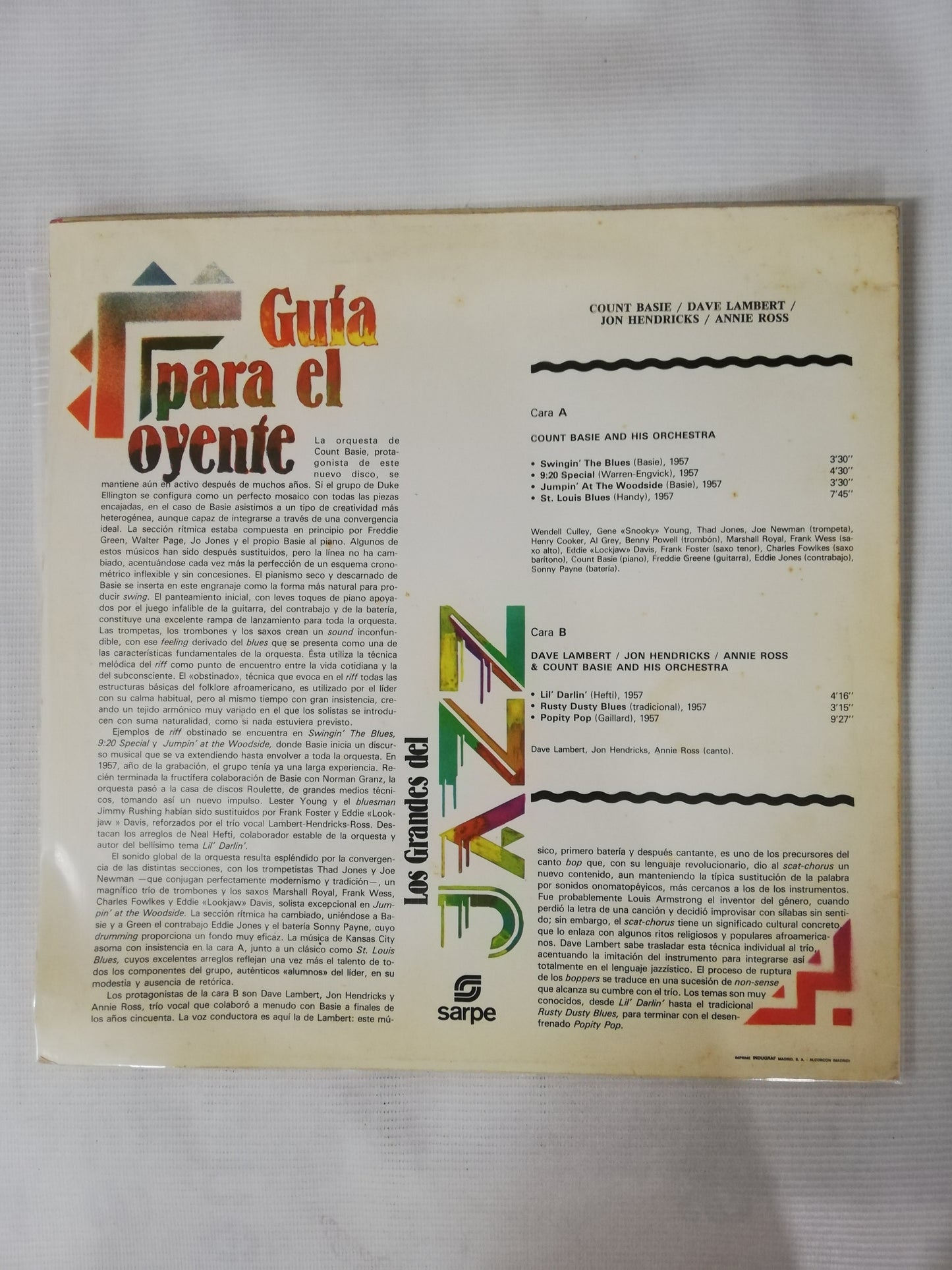 LP COUNT BASIE / DAVE LAMBERT / JOHN HENDRICKS / ANNIE ROSS - LOS GRANDES DEL JAZZ VOL. 18