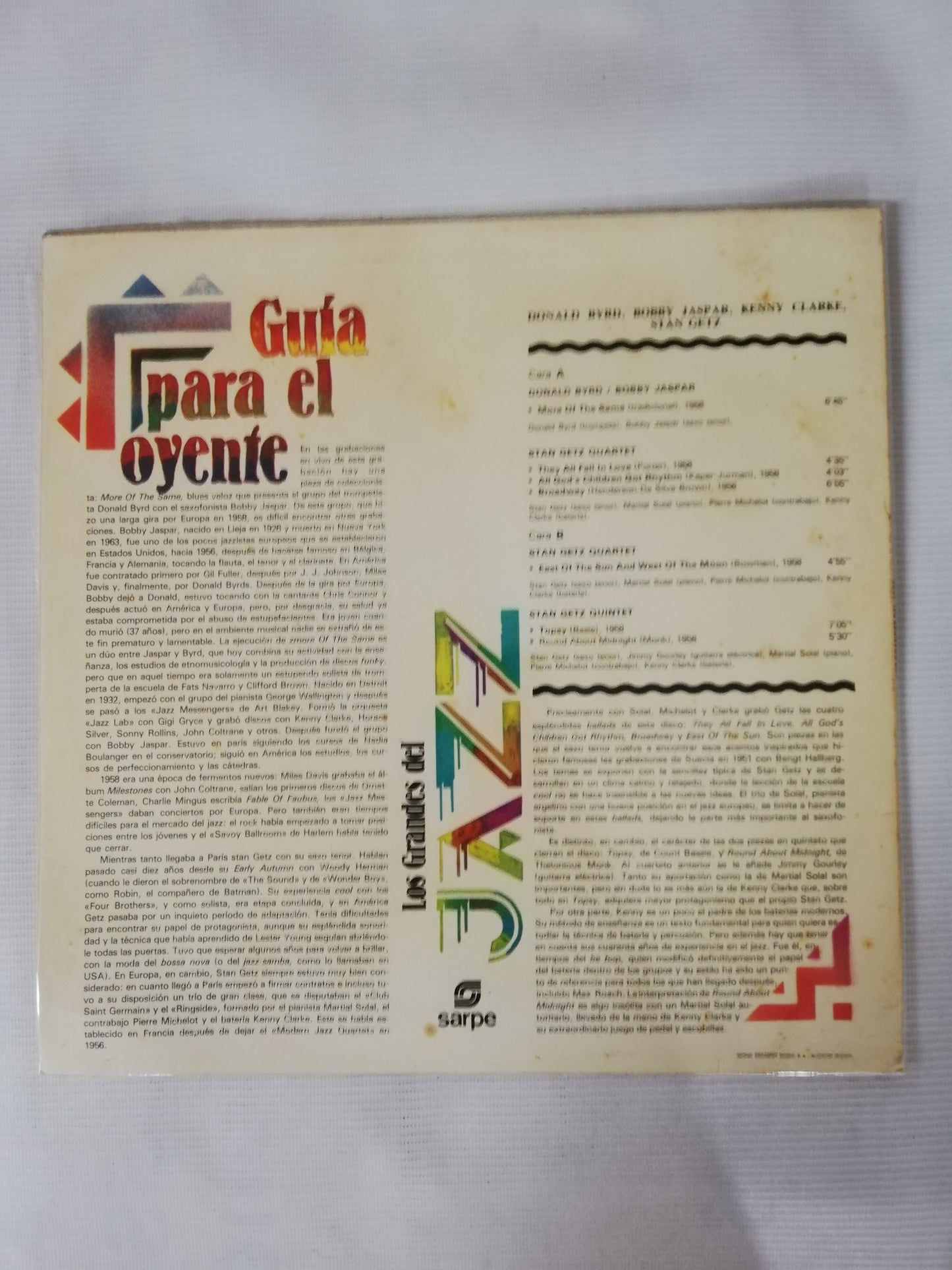 LP DONALD BYRD / BOBBY JASPAR / KENNY CLARKE / STAN GETZ - LOS GRANDES DEL JAZZ VOL. 20