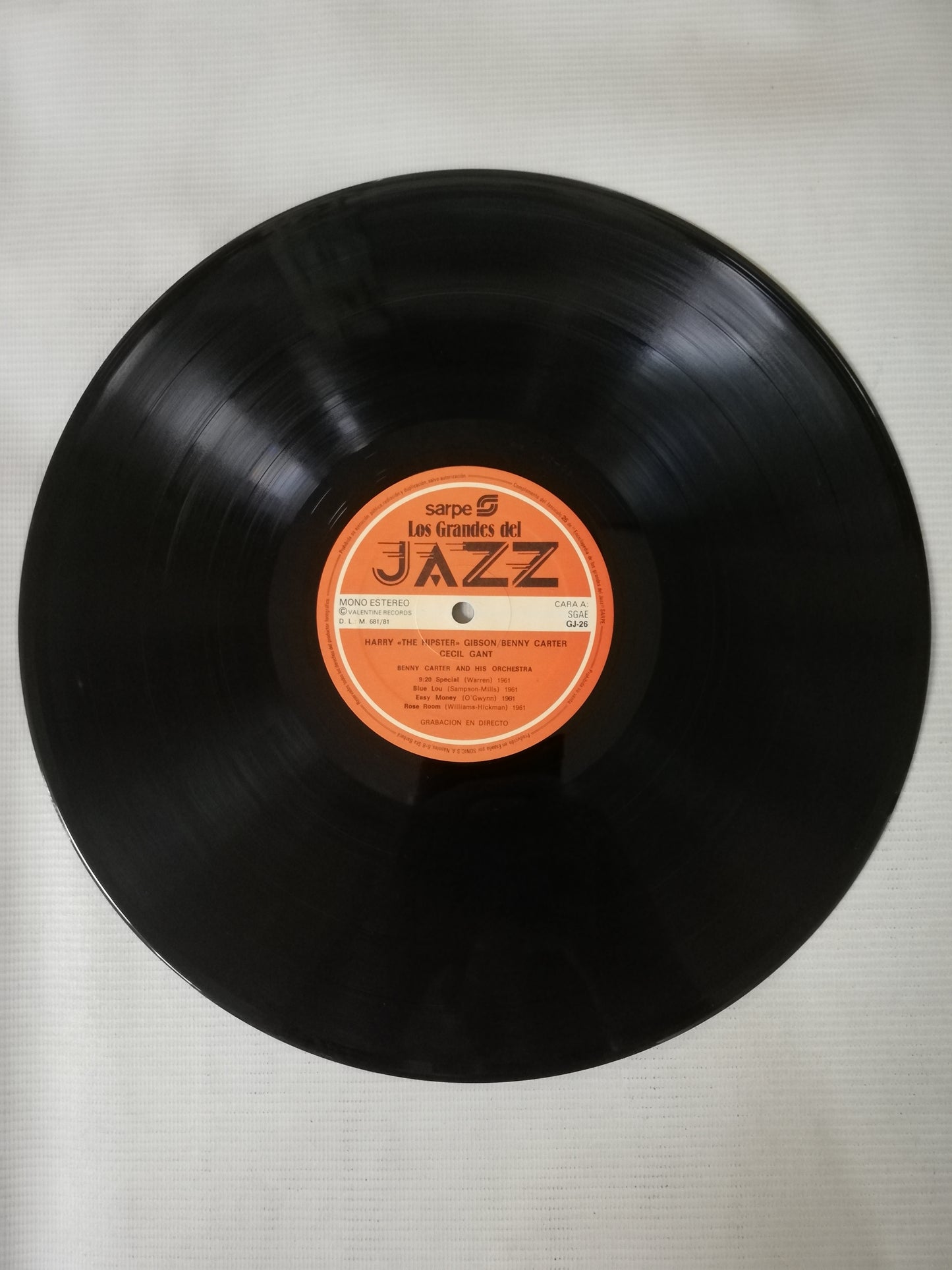 LP HARRY "THE HYPSTER" GIBSON / CECIL GANT / BENNY CARTER - LOS GRANDES DEL JAZZ VOL. 26