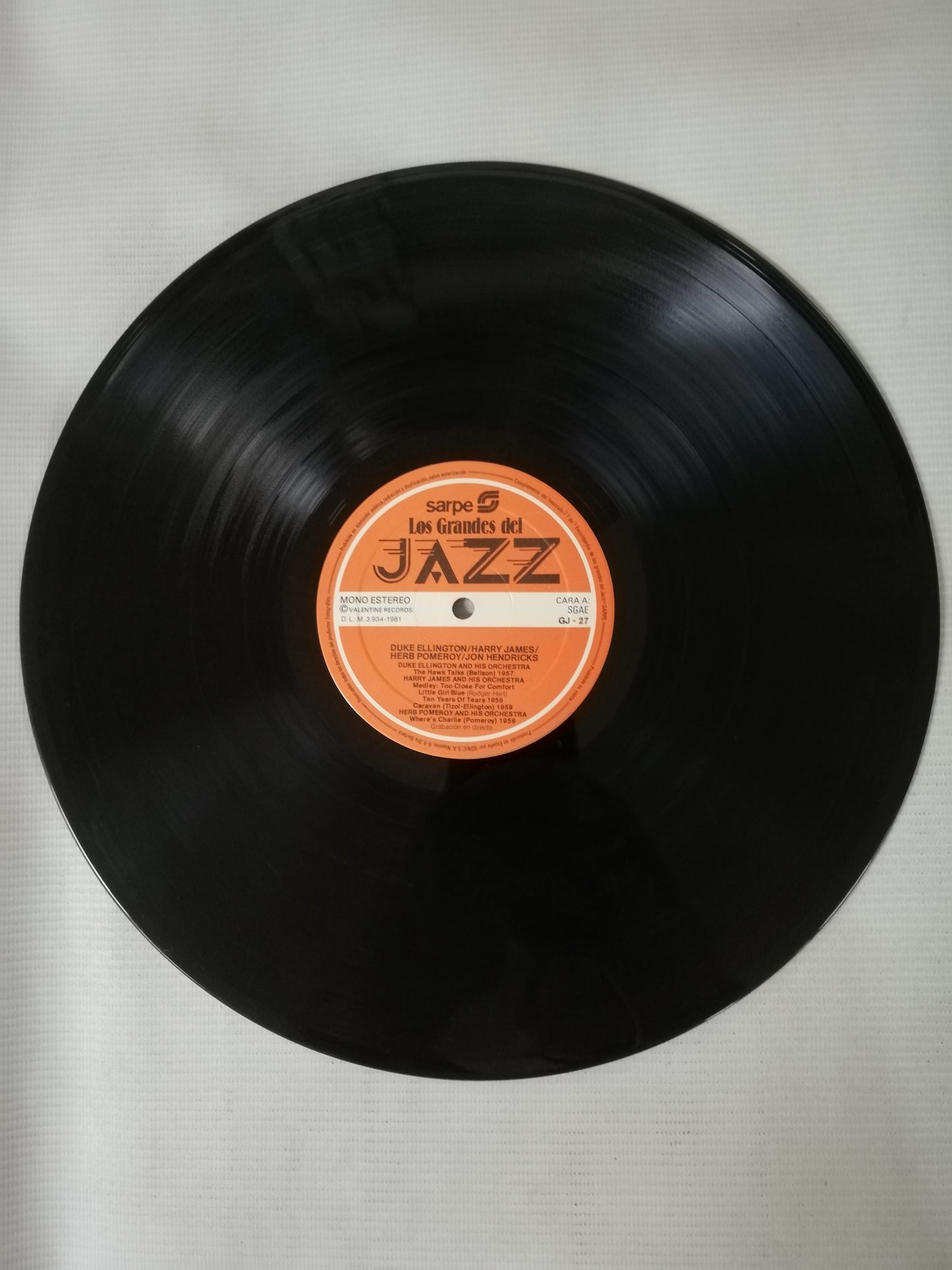 LP DUKE ELLINGTON / HARRY JAMES / HERB POMEROY / JON HENDRICKS - LOS GRANDES DEL JAZZ VOL. 27