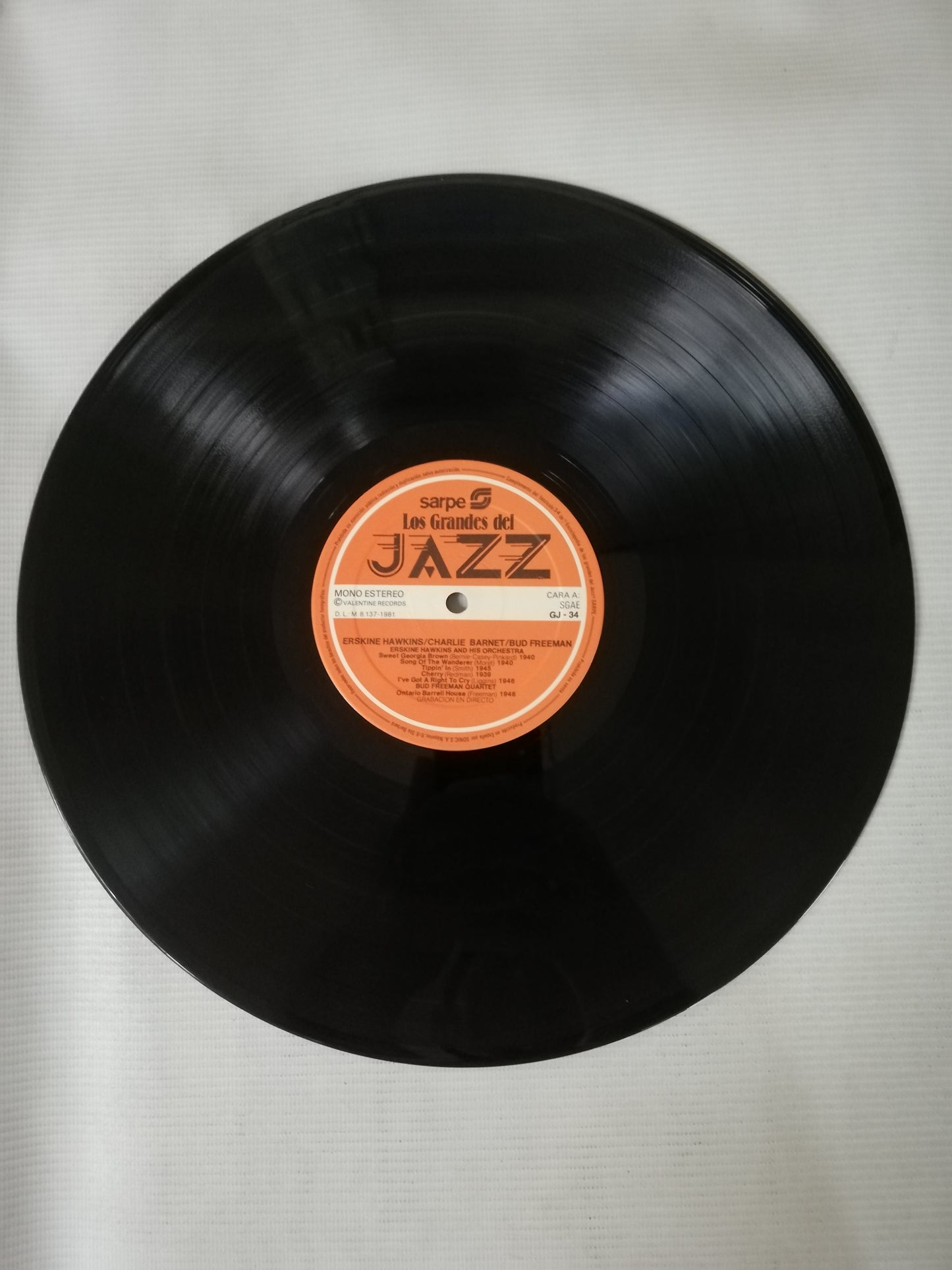 LP ERSKINE HAWKING / CHARLIE BARNET / BUD FREEMAN - LOS GRANDES DEL JAZZ VOL. 34