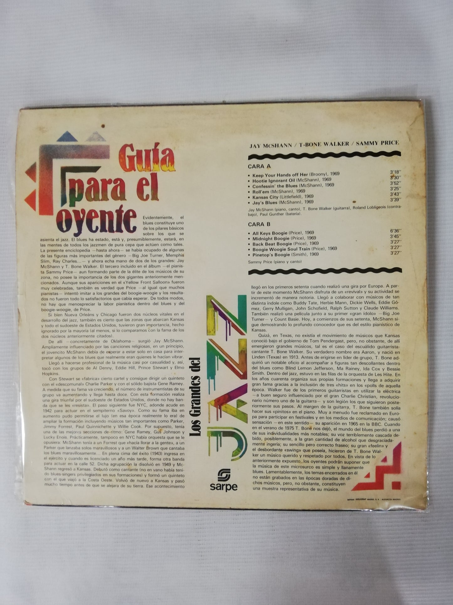 LP JAY McSHANN / T. BONE WALKER / SAMMY PRICE - LOS GRANDES DEL JAZZ VOL. 59