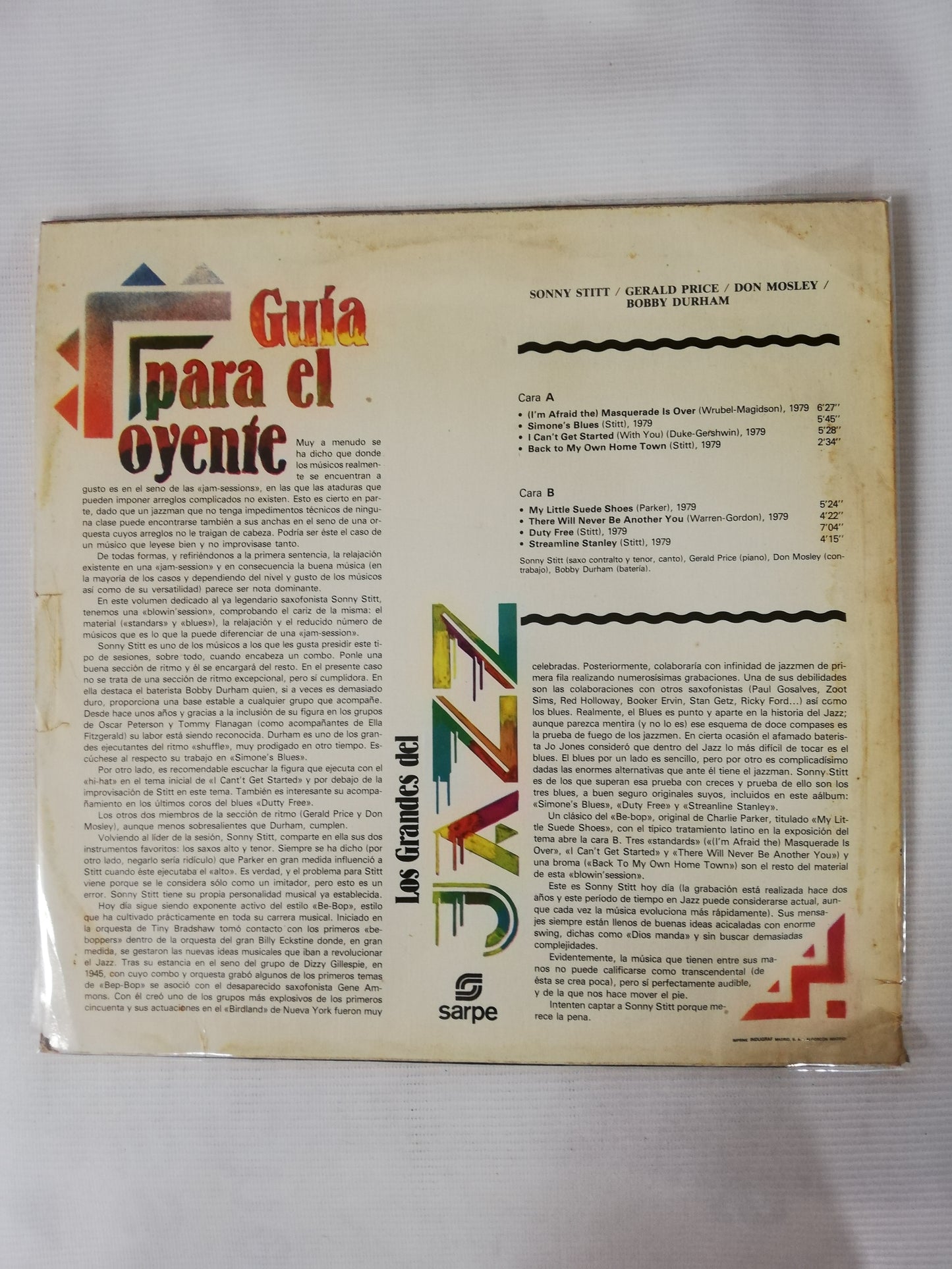 LP SONNY STITT / GERALD PRICE / BOBBY DURHAM / DON MOSLEY - LOS GRANDES DEL JAZZ VOL 61