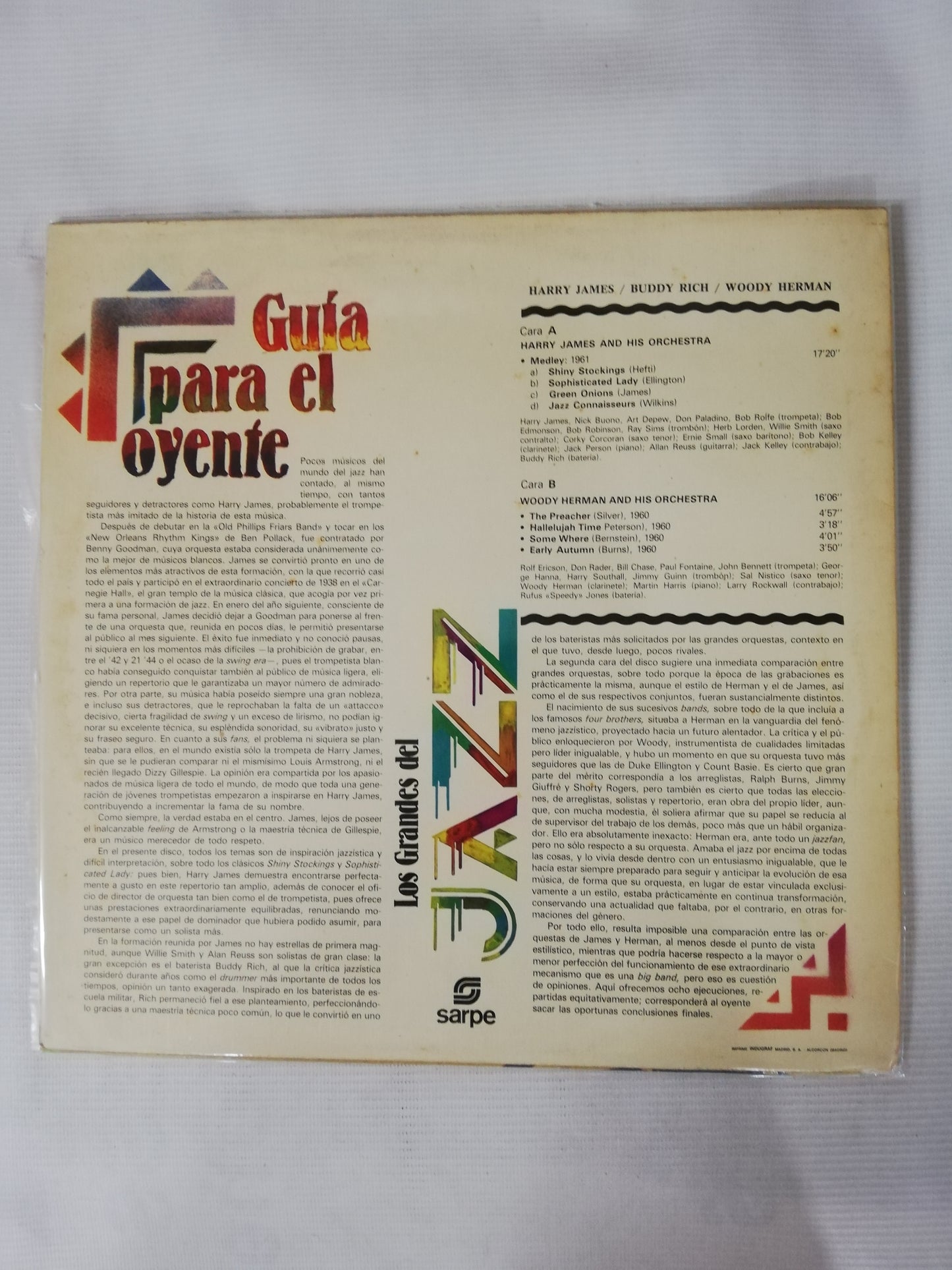 LP HARRY JAMES / WOODY HERMAN / BUDDY RICH - LOS GRANDES DEL JAZZ VOL. 71