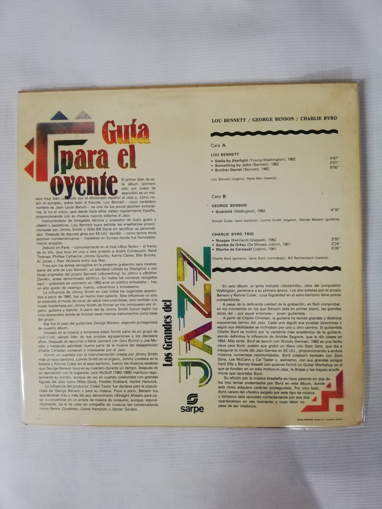 LP GEORGE BENSON / CHARLIE BYRD / LOU BENNETT - LOS GRANDES DEL JAZZ VOL. 72