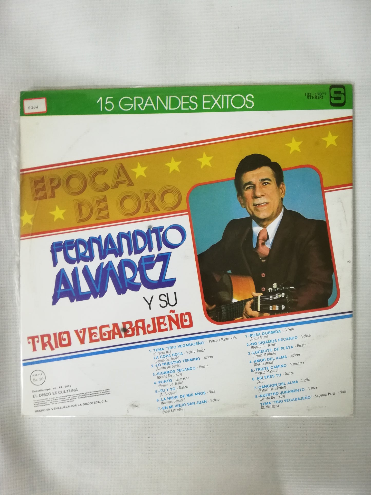 LP FERNANDITO ALVAREZ Y SU TRIO VEGABAJEÑO - 15 GRANDES EXITOS