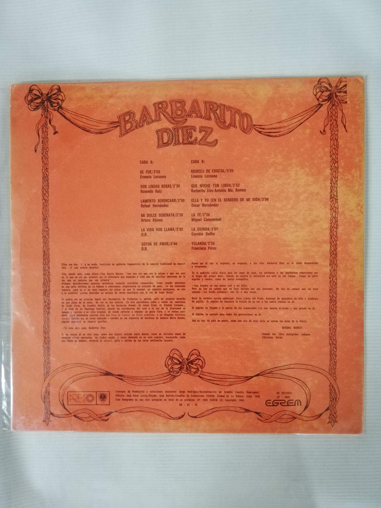 LP BARBARITO DIEZ - LA VOZ DEL DANZON VOL. III