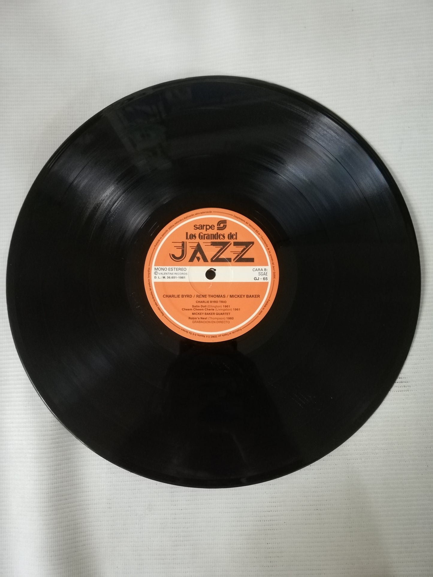 LP CHARLIE BYRD / RENÉ THOMAS / MICKEY BAKER - LOS GRANDES DEL JAZZ VOL. 65