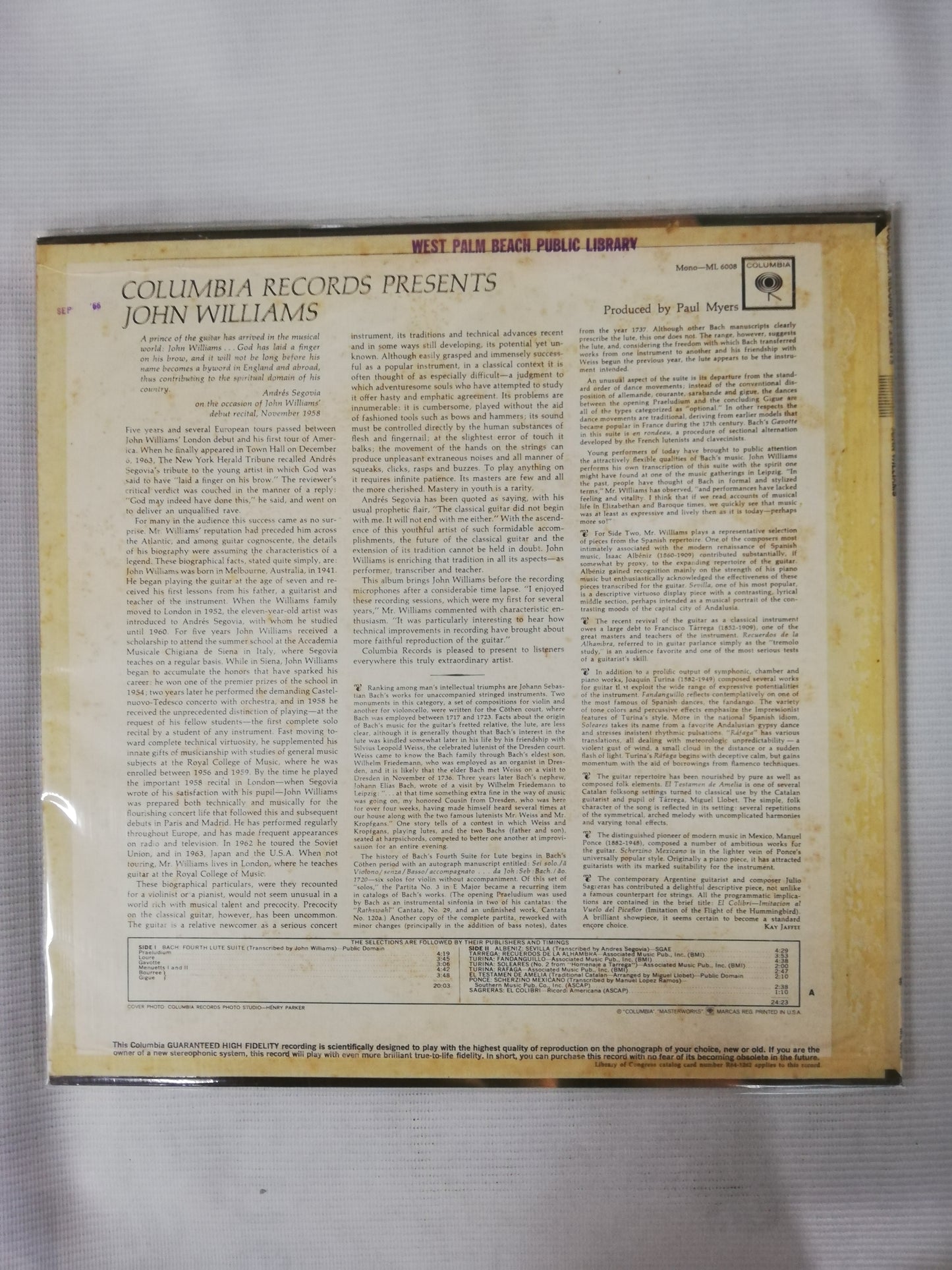 LP JOHN WILLIAMS - COLUMBIA RECORDS PRESENTS JOHN WILLIAMS