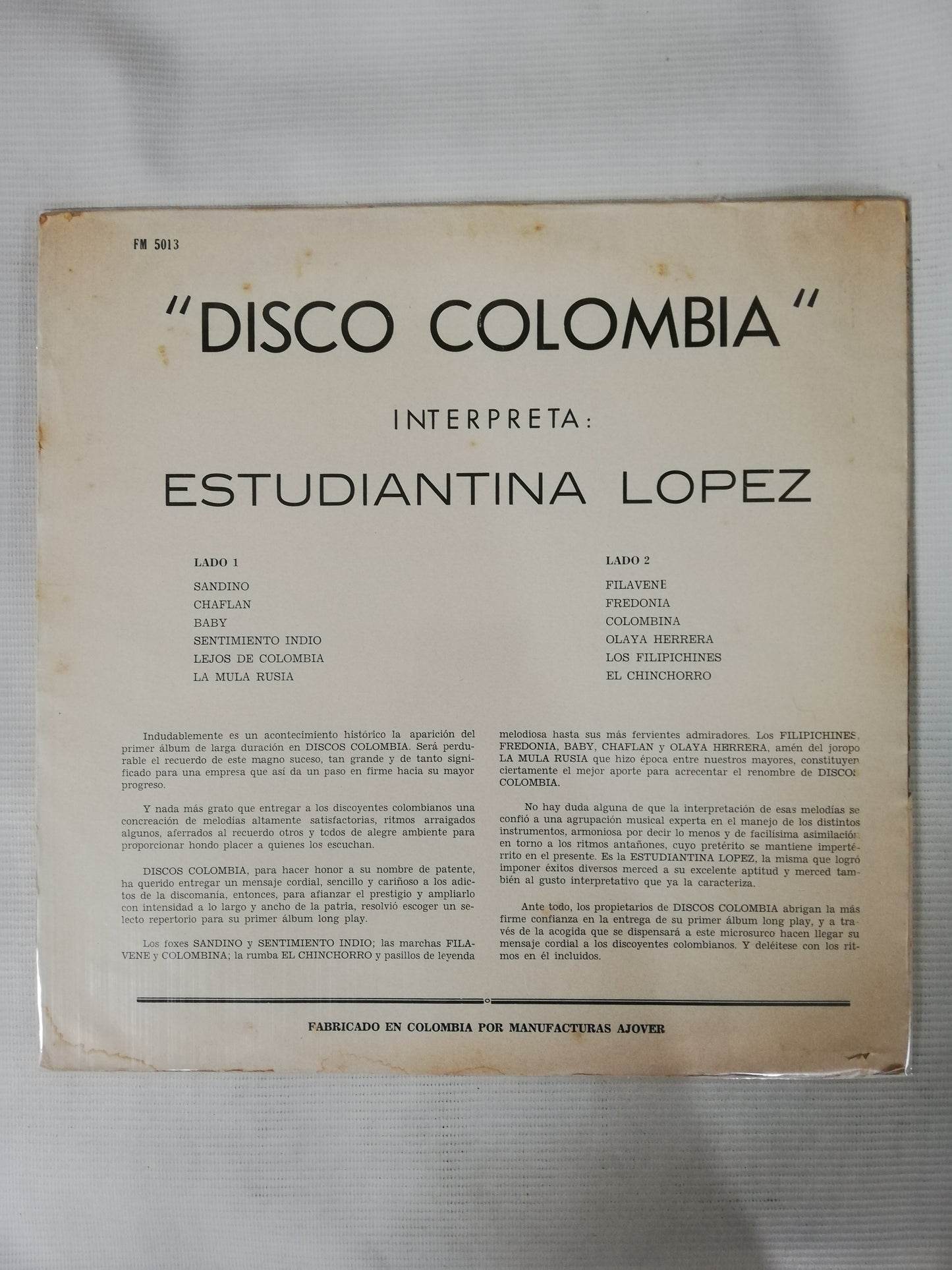 LP ESTUDIANTINA LOPEZ - DISCO COLOMBIA