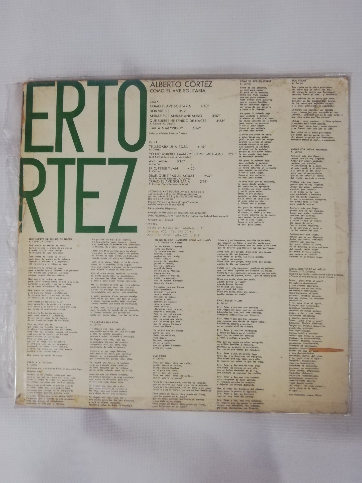 LP ALBERTO CORTEZ - COMO EL AVE SOLITARIA