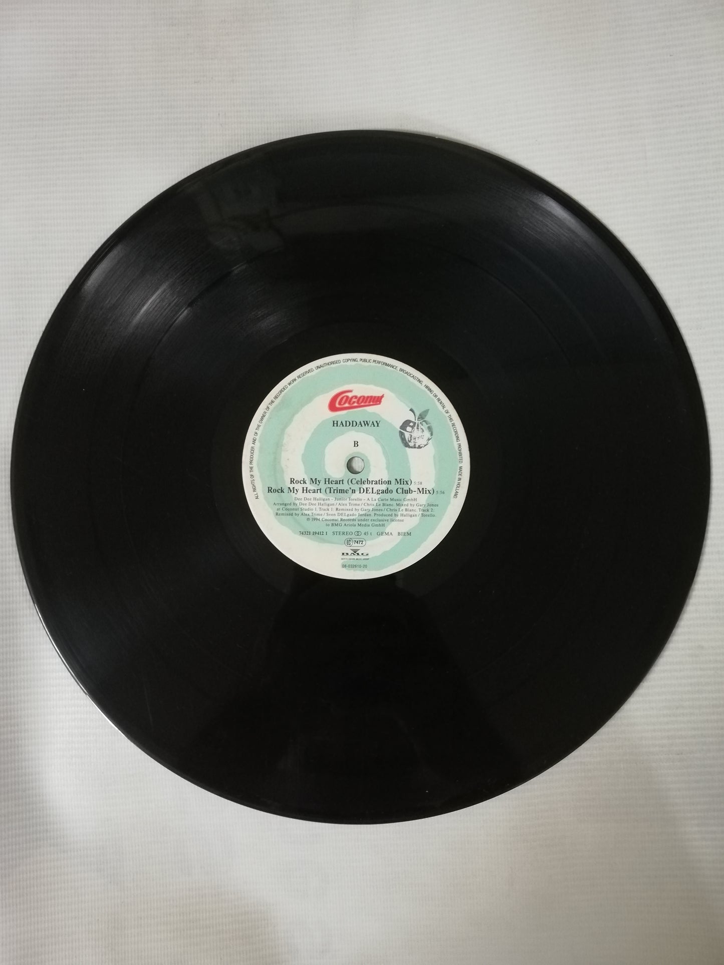 LP HADDAWAY - ROCK MY HEART ( EXTENDED MIX ) - ROCK MY HEART ( RADIO MIX ) / ROCK MY HEART ( CELEBRATION MIX ) - ROCK MY HEART ( TRIME´N DELGADO CLUB MIX )
