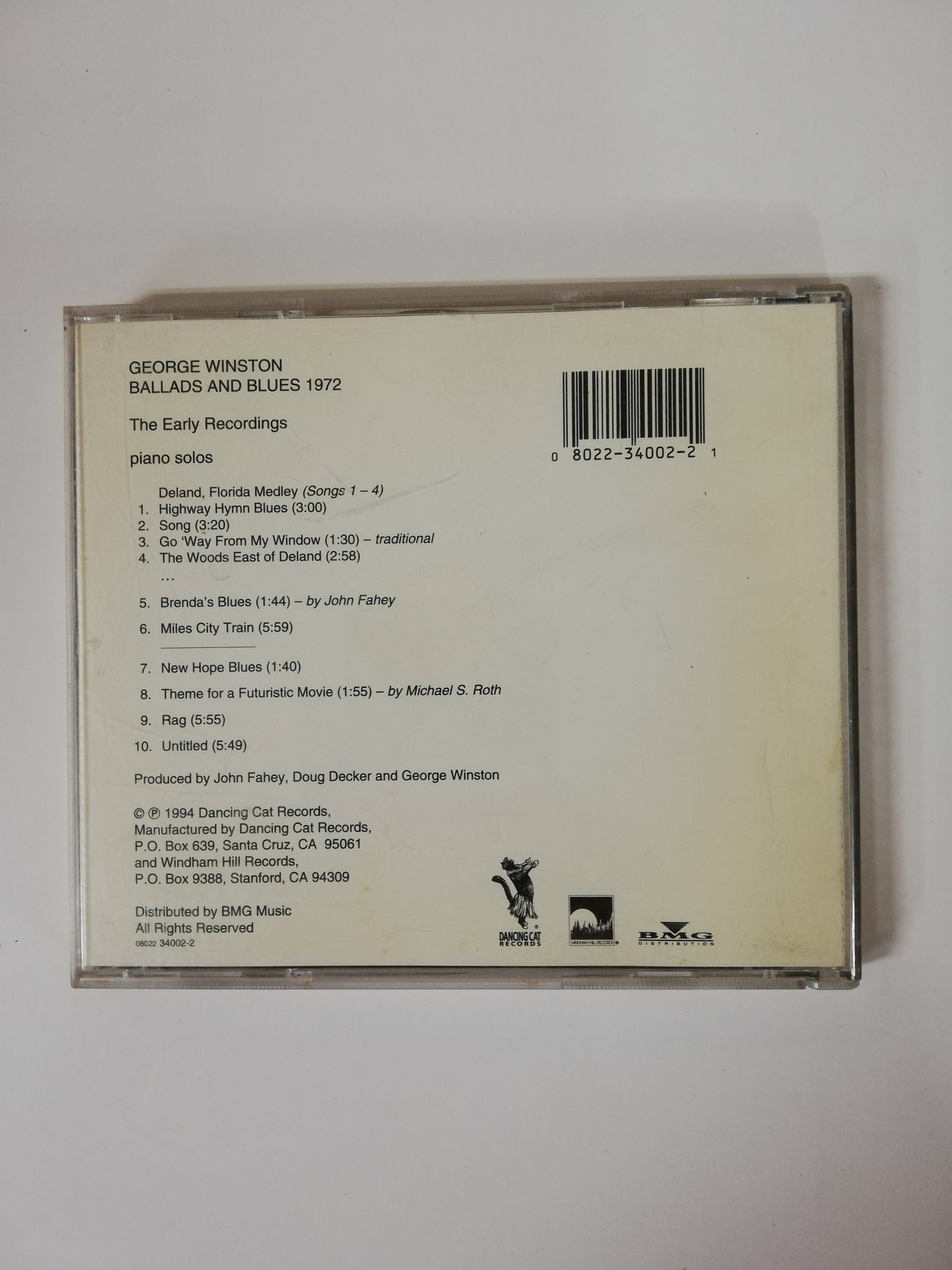 CD GEORGE WINSTON - BALLADS AND BLUES 1972