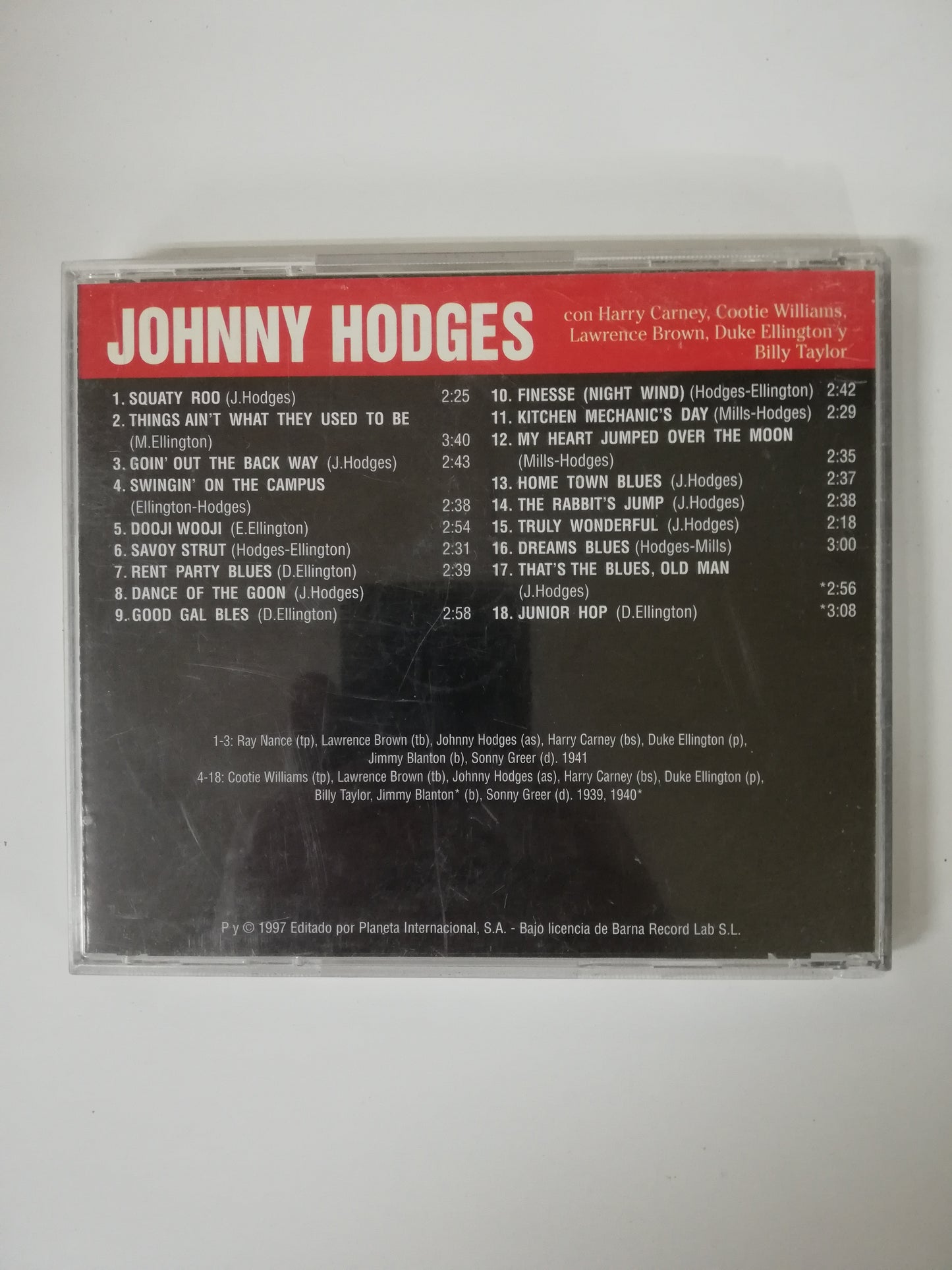 CD JOHNNY HODGES - JAZZ & BLUES COLLECTION