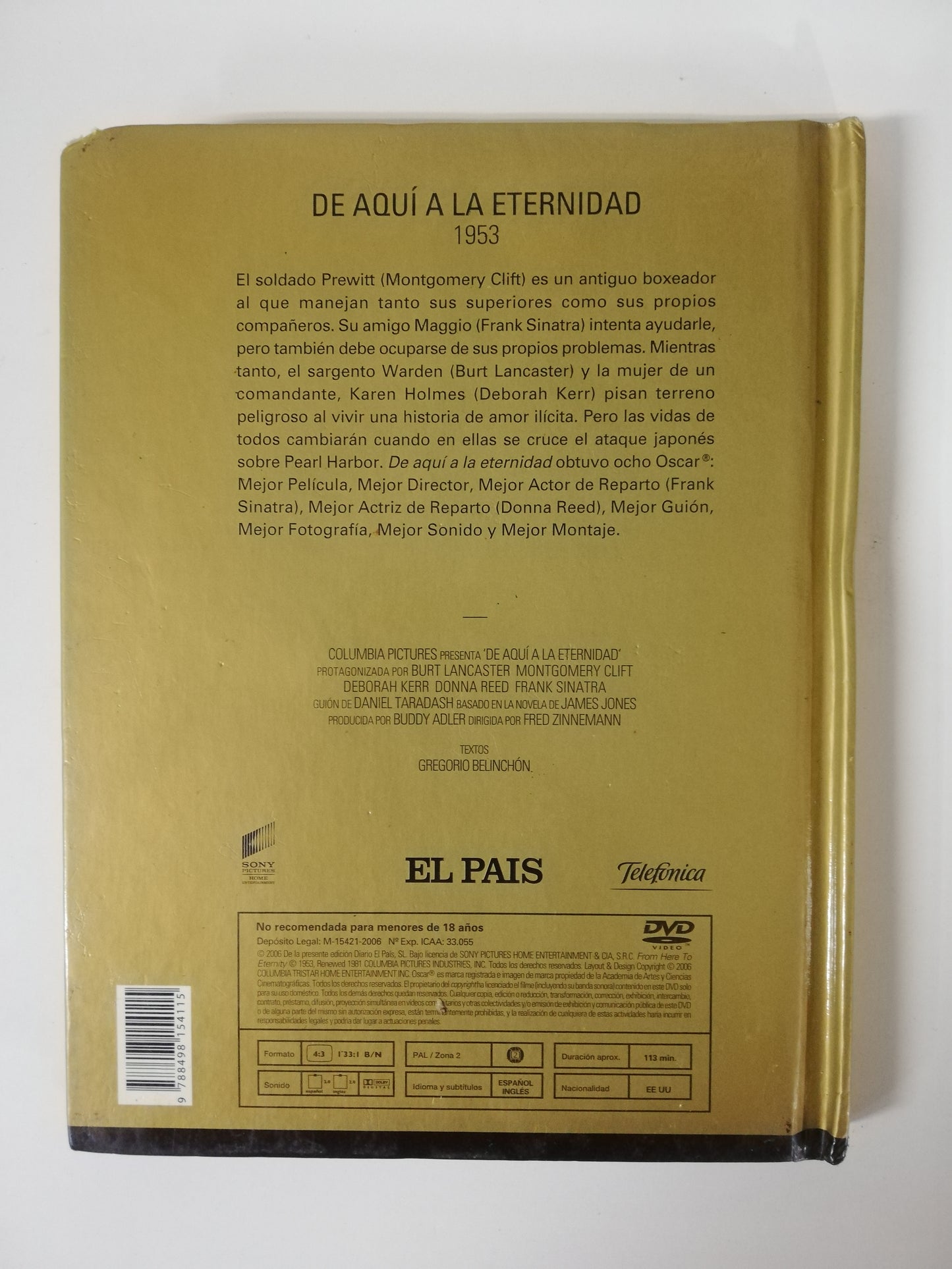 DVD DE AQUI A LA ETERNIDAD 1953 - COLECCIÓN CINE DE ORO