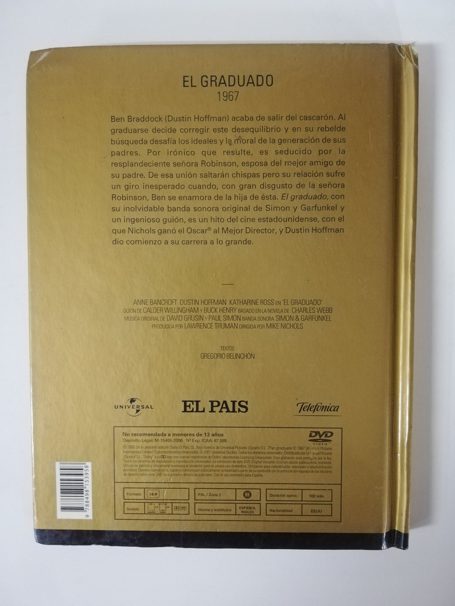 DVD EL GRADUADO 1967 - COLECCIÓN CINE DE ORO