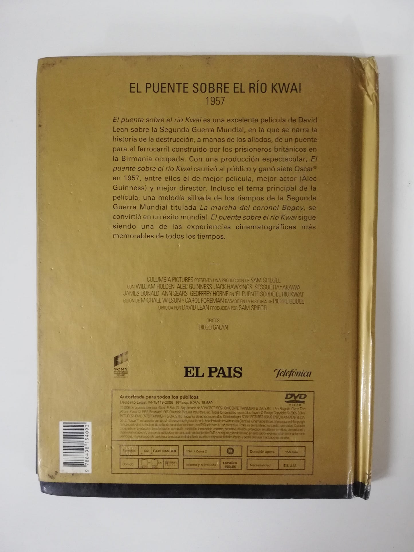 DVD EL PUENTE SOBRE EL RIO KWAI 1957 - COLECCIÓN CINE DE ORO