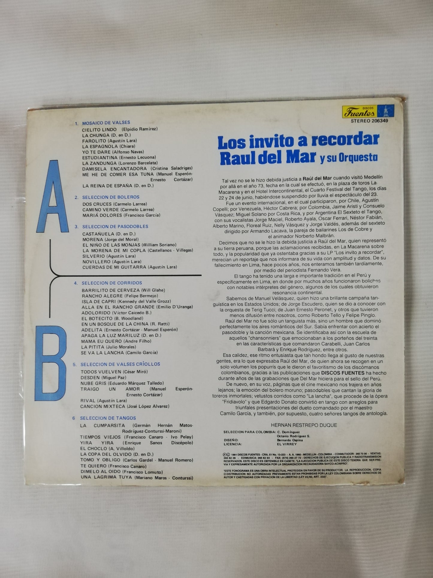 LP RAUL DEL MAR Y SU ORQUESTA - LOS INVITO A RECORDAR