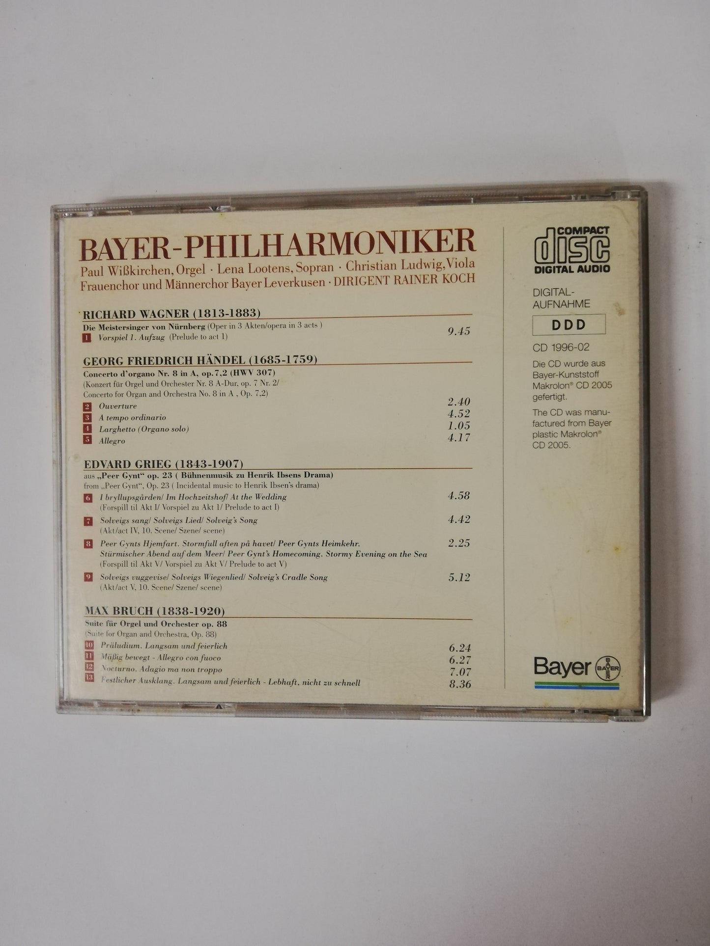 CD WAGNER / HANDEL / GRIEG / BRUCH - BAYER PHILHARMONIKER