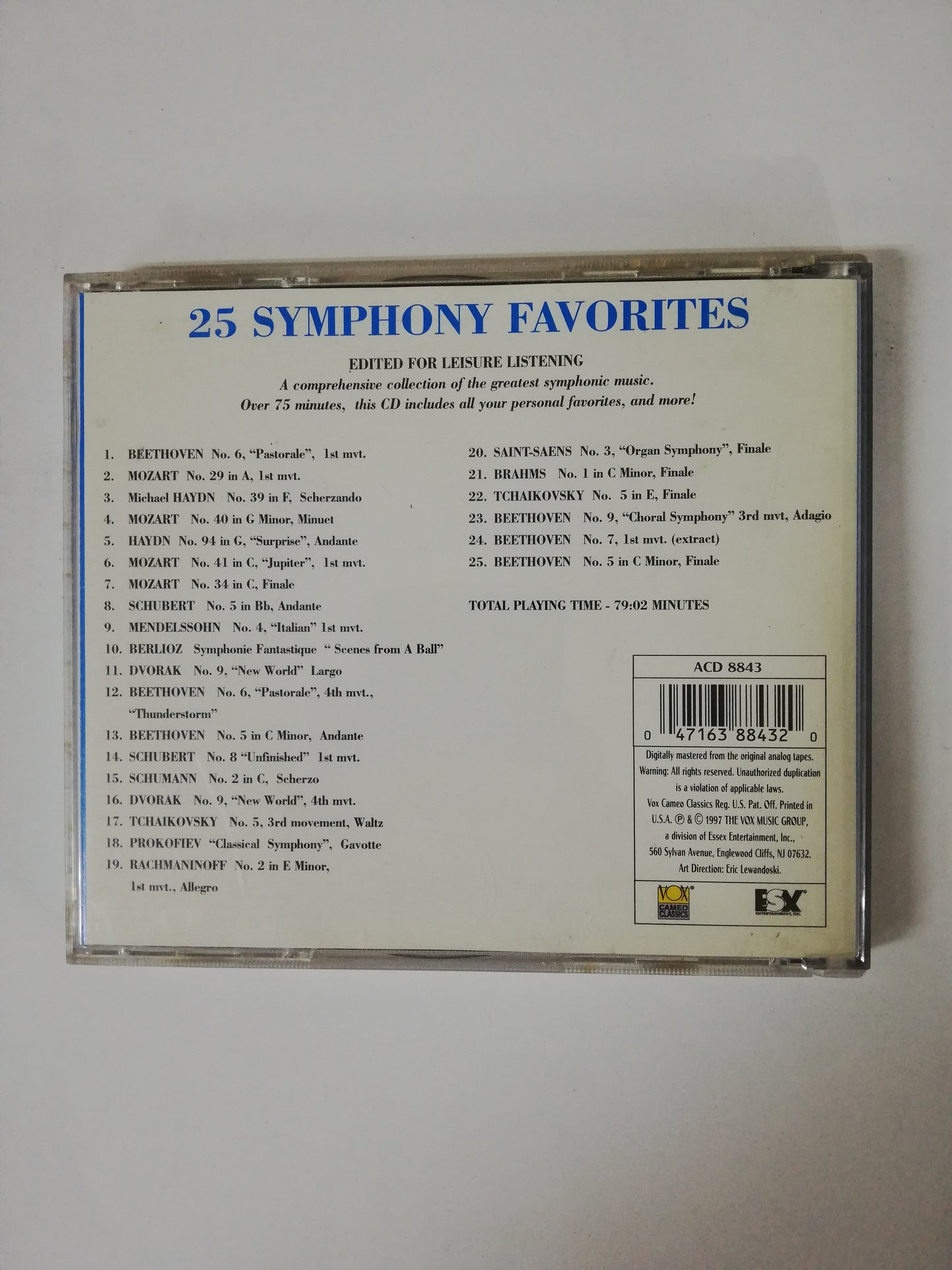CD SYMPHONY FAVORITES - OVER 75 MINUTES OF MUSIC