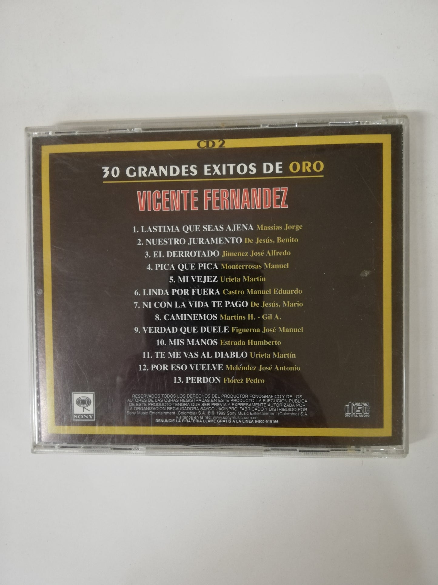 CD VICENTE FERNANDEZ - 30 GRANDES EXITOS DE ORO - CD 2