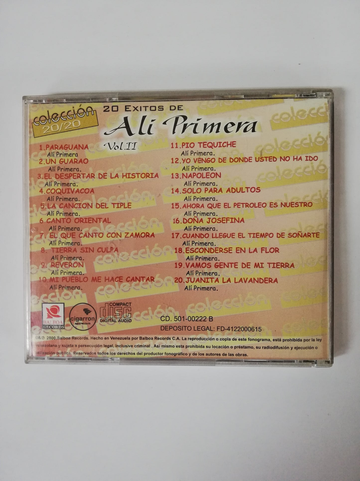 CD ALÍ PRIMERA - 20 EXITOS