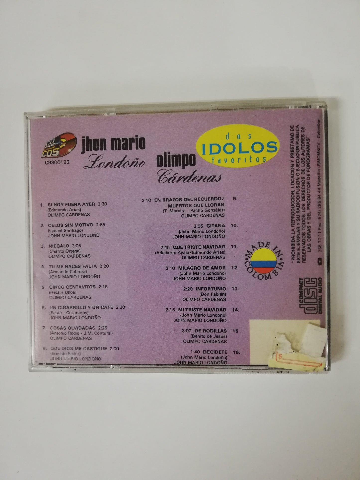 CD JHON MARIO LONDOÑO / OLIMPO CARDENAS - DOS IDOLOS FAVORITOS