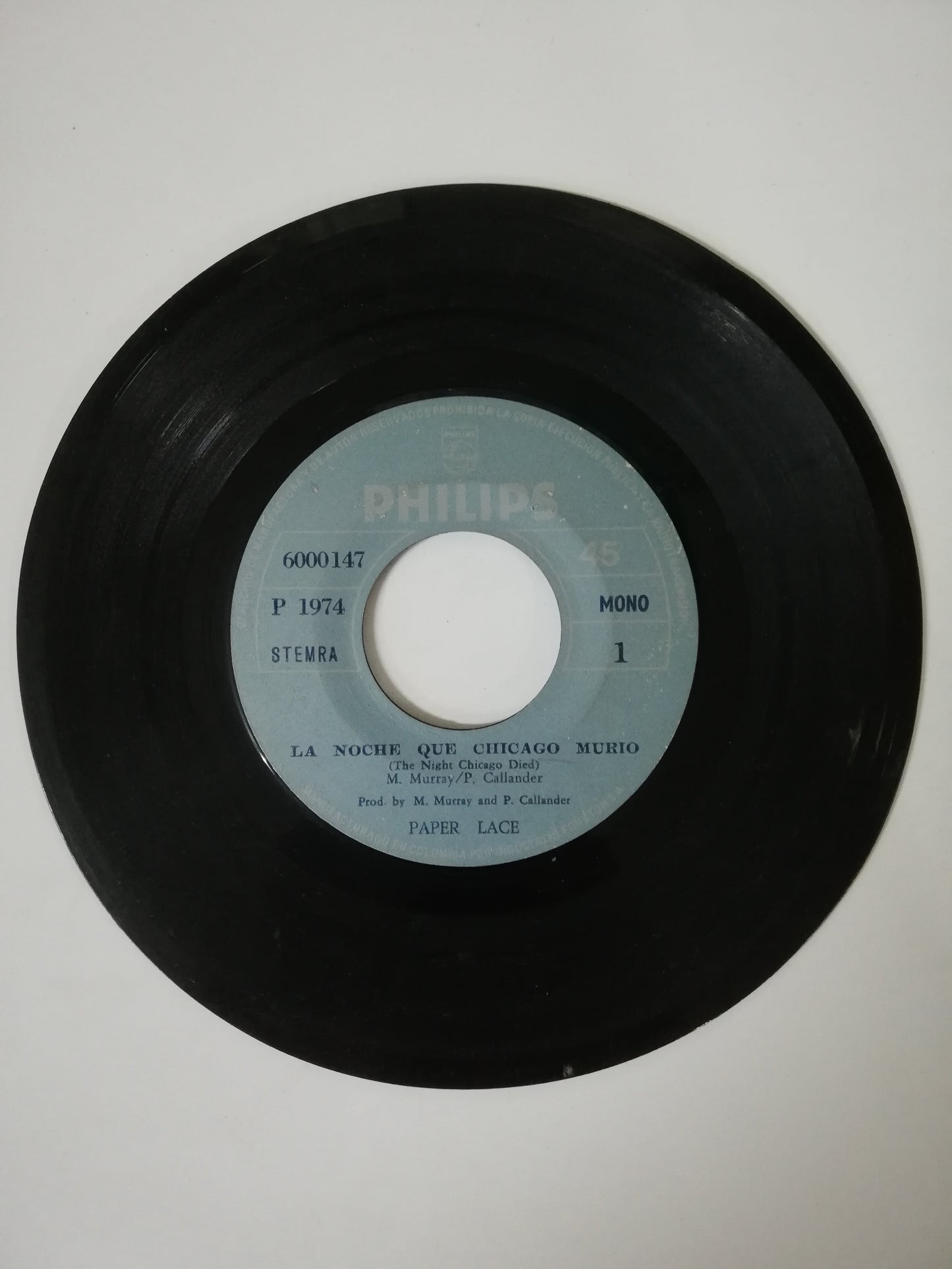 VINILO PAPER LACE - LA NOCHE QUE CHICAGO MURIÓ / LO OBTIENES CUANDO QUIERAS