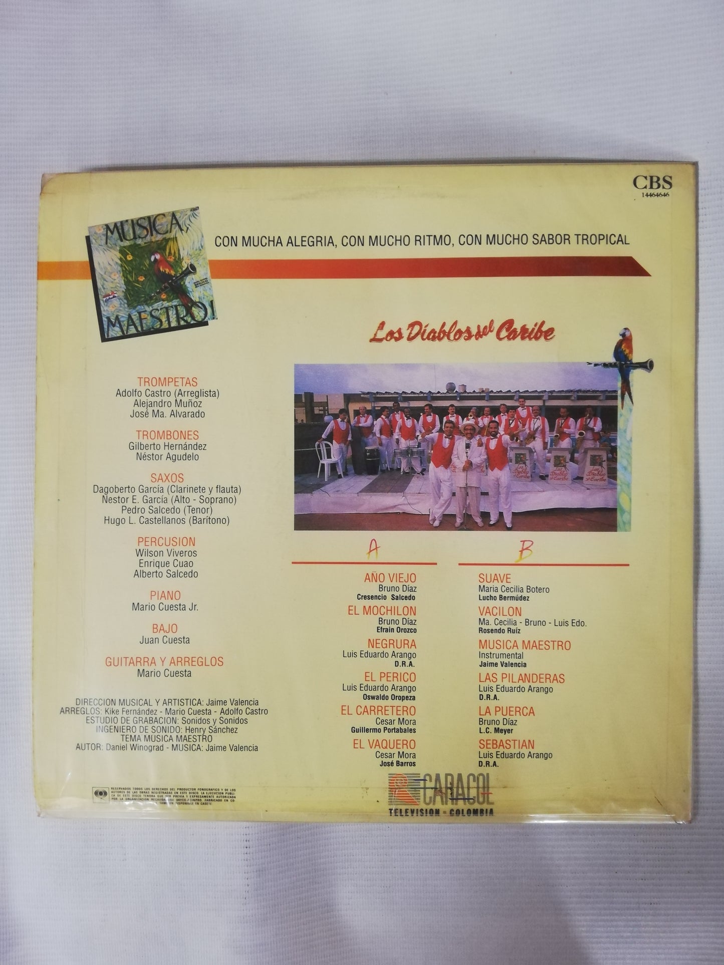 LP LOS DIABLOS DEL CARIBE - MÚSICA MAESTRO VOL. 2 - BANDA SONORA ORIGINAL DE LA TELENOVELA