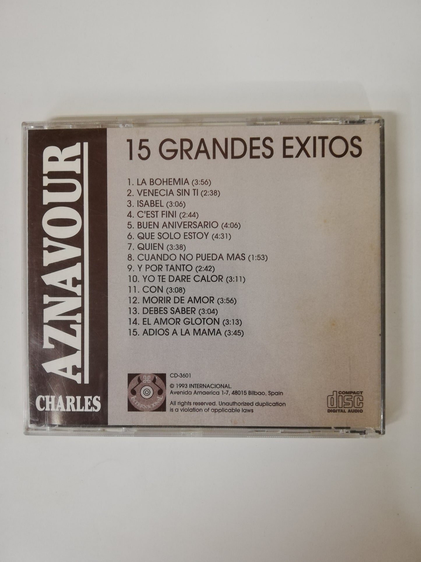 CD CHARLES AZNAVOUR - 15 GRANDES EXITOS