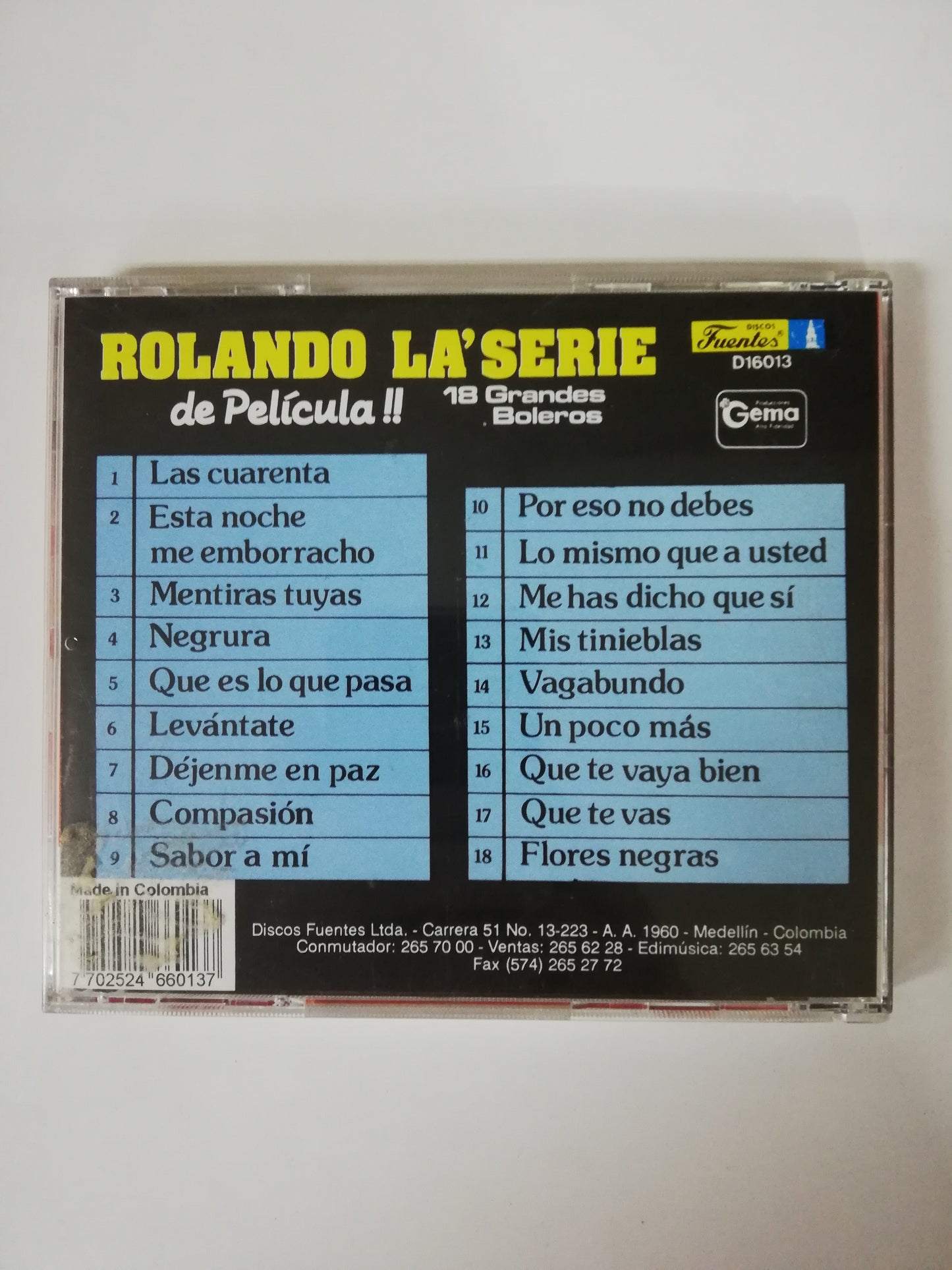 CD ROLANDO LA SERIE - DE PELICULA 16 GRANDES BOLEROS