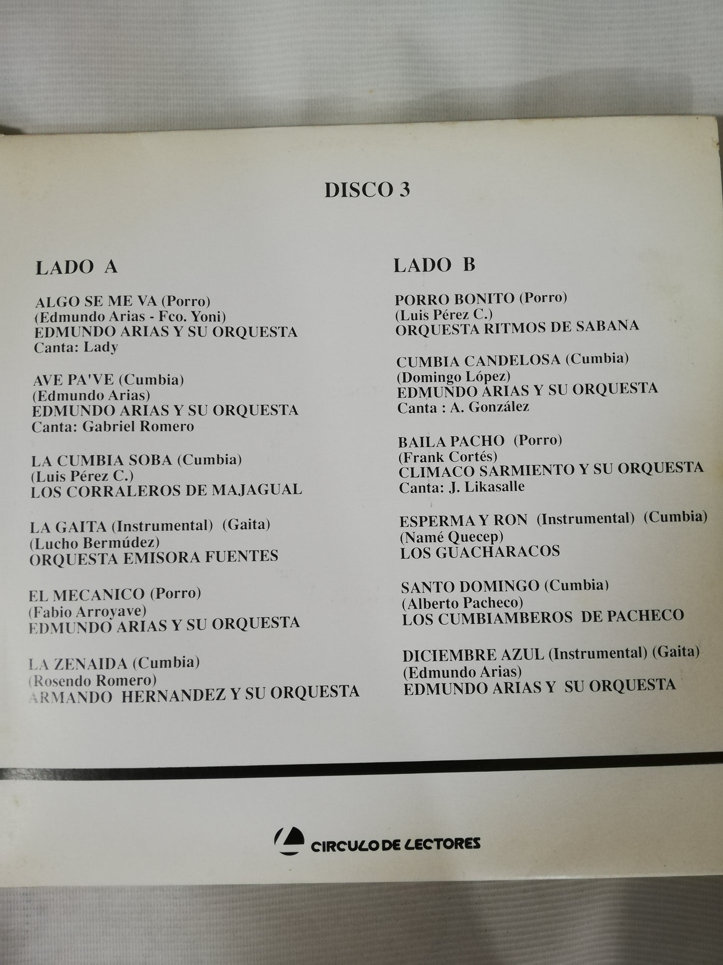 LP SELECCIONES CIRCULO DE CUMBIAS, GAITAS Y PORROS - VARIOS INTÉRPRETES - VINYL X 3
