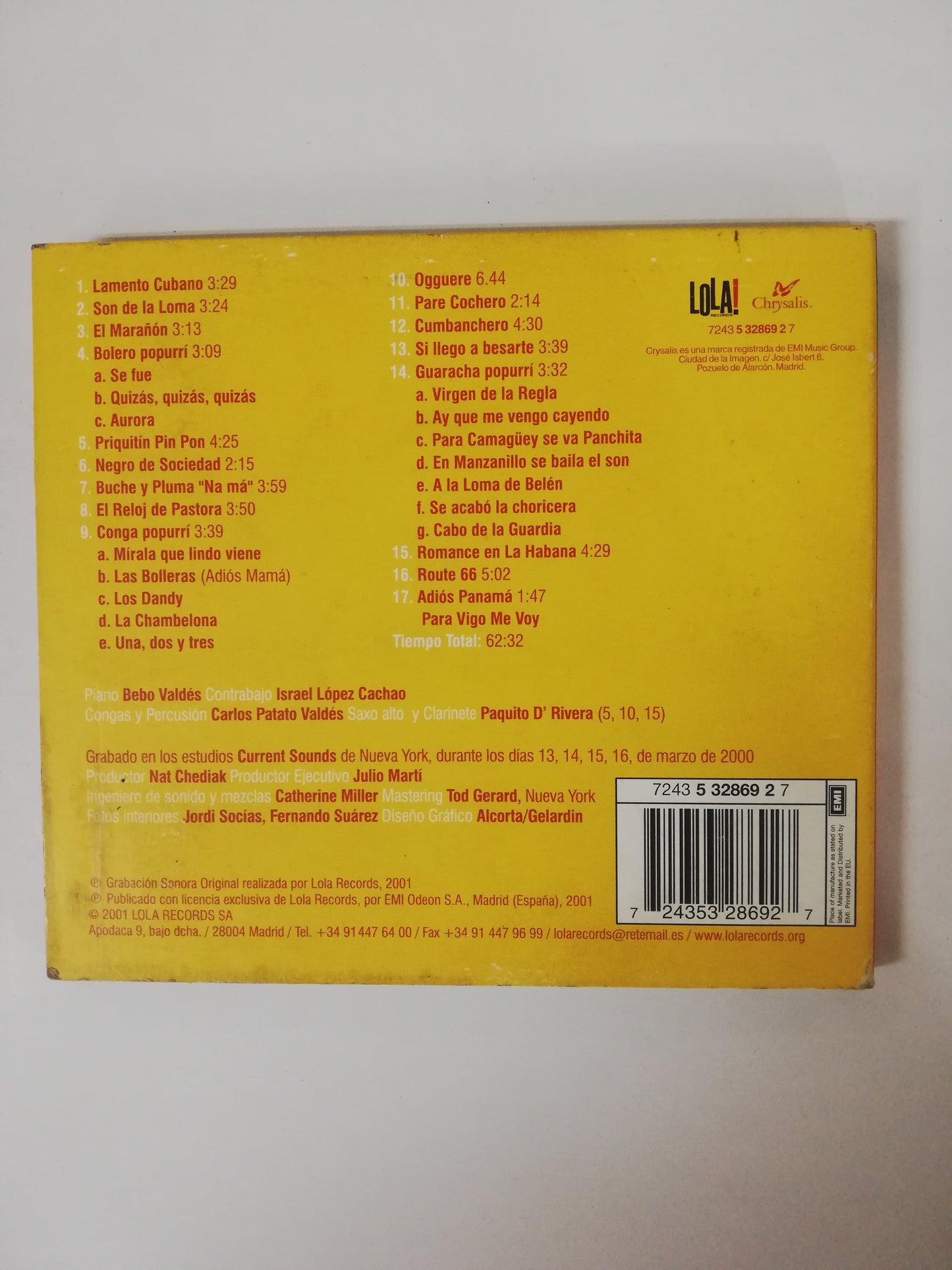 CD BEBO VALDÉS TRIO CON CACHAO Y PATATO - INVITADO ESPECIAL: PAQUITO D´ RIVERA - EL ARTE DEL SABOR