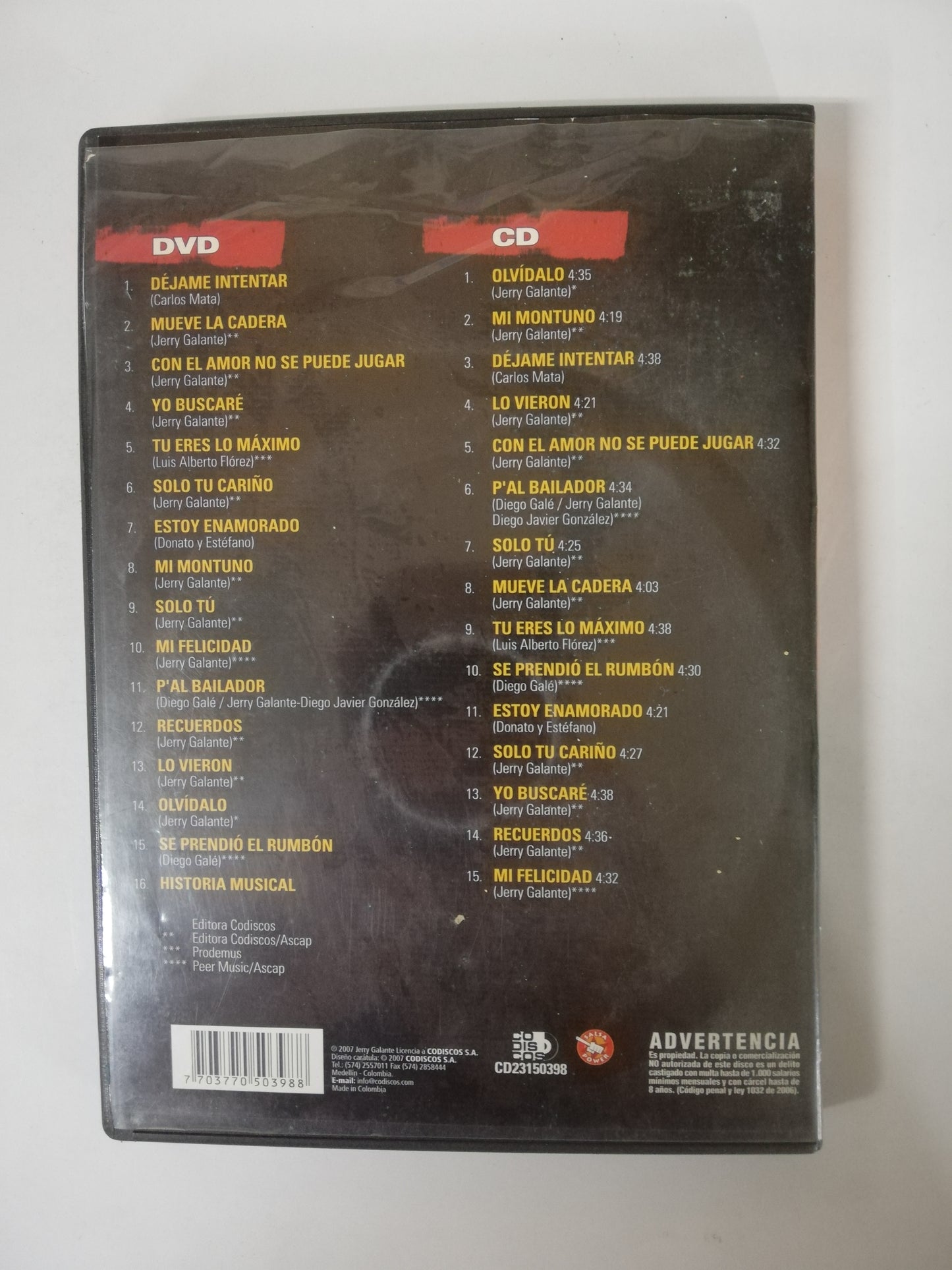 CD JERRY GALANTE -SIEMPRE PA´LANTE - CD + DVD