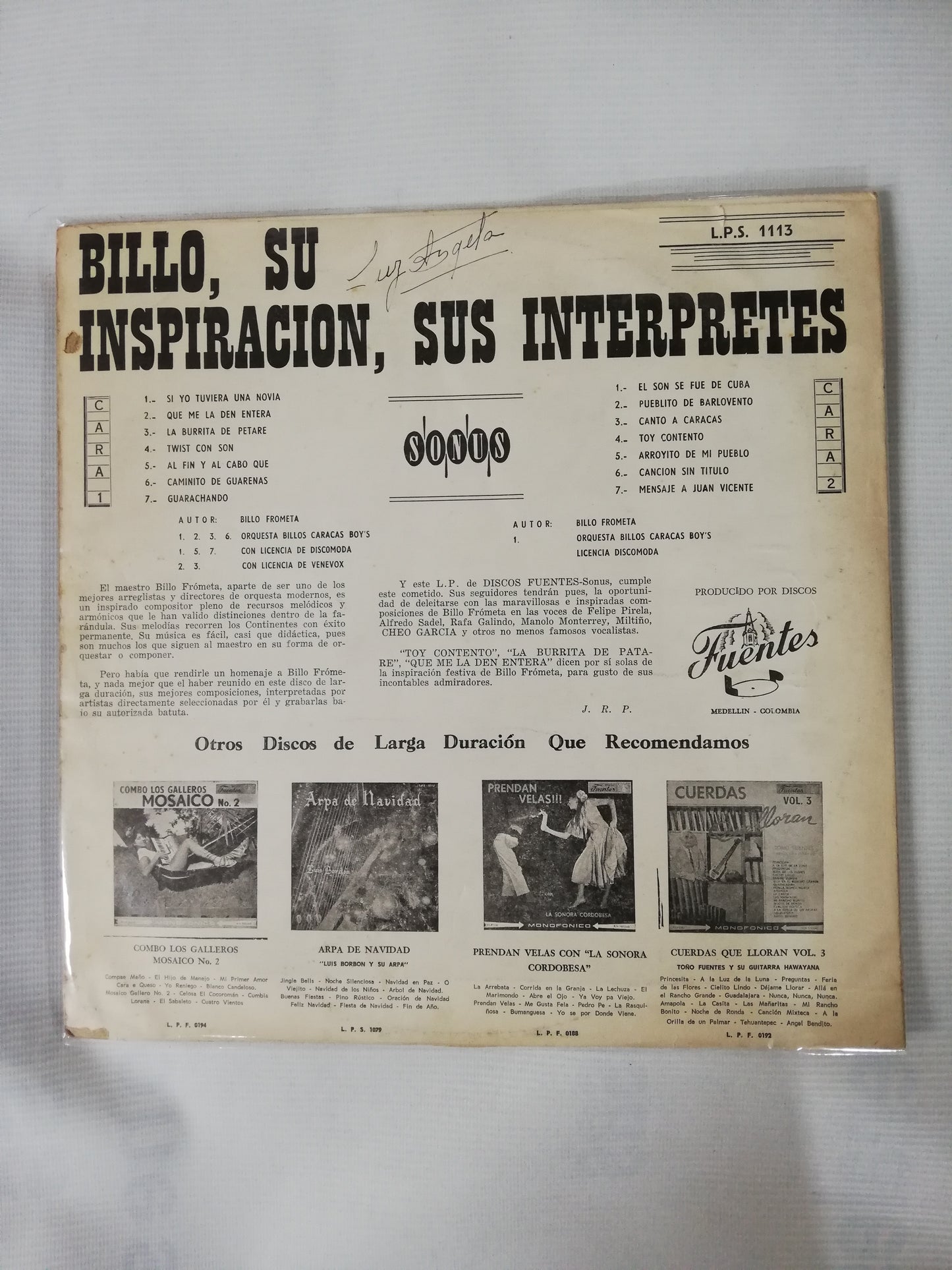 LP BILLO´S CARACAS BOYS - BLLO, SU INSPIRACIÓN. SUS INTÉRPRETES
