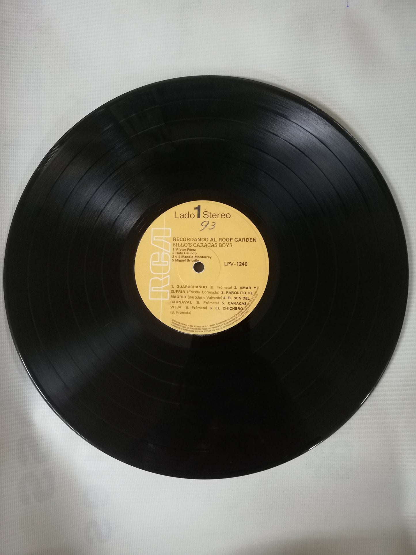 LP BILLO´S CARACAS BOYS - RECORDANDO AL ROOF GARDEN
