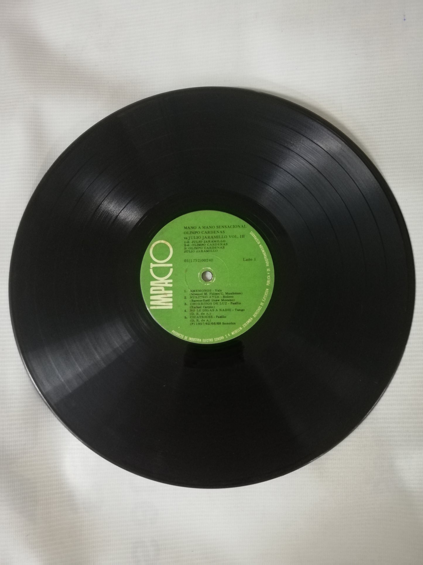 LP OLIMPO CARDENAS / JULIO JARAMILLO - MANO A MANO SENSACIONAL VOL. 3