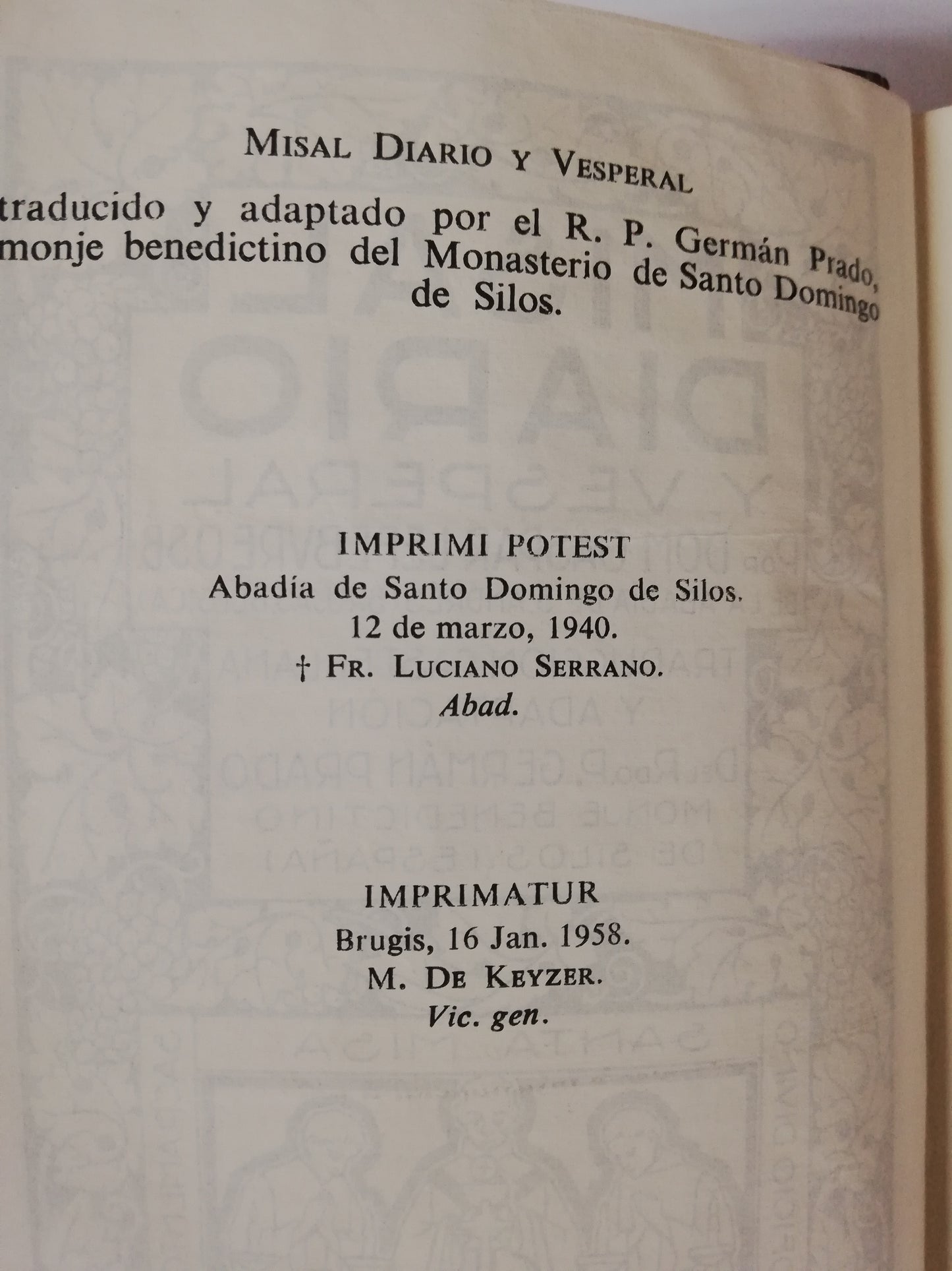 MISAL DIARIO Y VESPERAL - GASPAR LEFEBVRE - DECIMATERCIA EDICIÓN